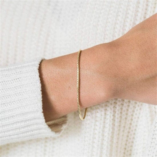 FIONA GRACE Bracelets Delicate Box Chain Bracelet- Minimalist- Waterproof