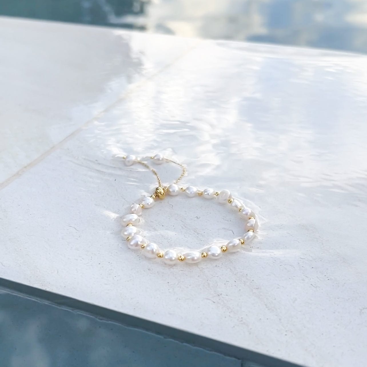 FIONA GRACE Bracelets Freshwater Pearls & 18k Gold Friendship Bracelet- Waterproof