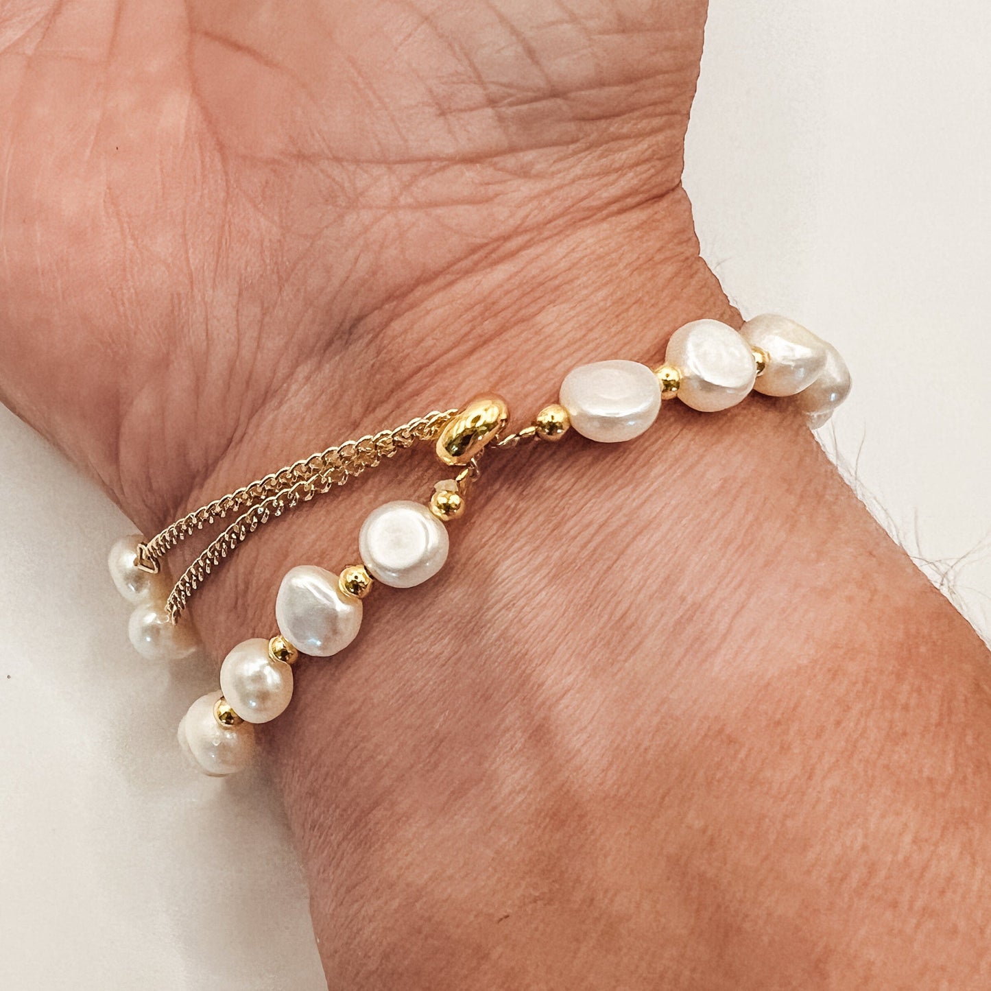 FIONA GRACE Bracelets Freshwater Pearls & 18k Gold Friendship Bracelet- Waterproof