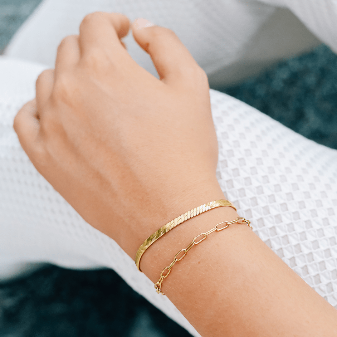 FIONA GRACE Bracelets Herringbone Snake Chain Bracelet- Waterproof