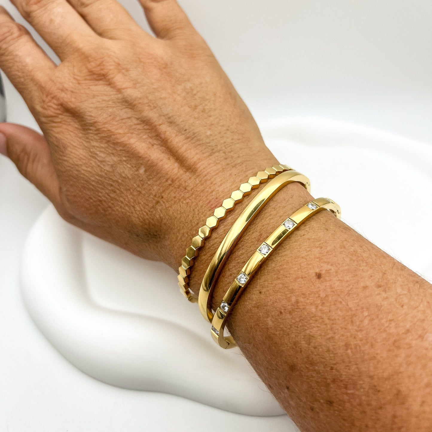 FIONA GRACE Bracelets Hinged Gold Bangles- Choose 3 And Save!