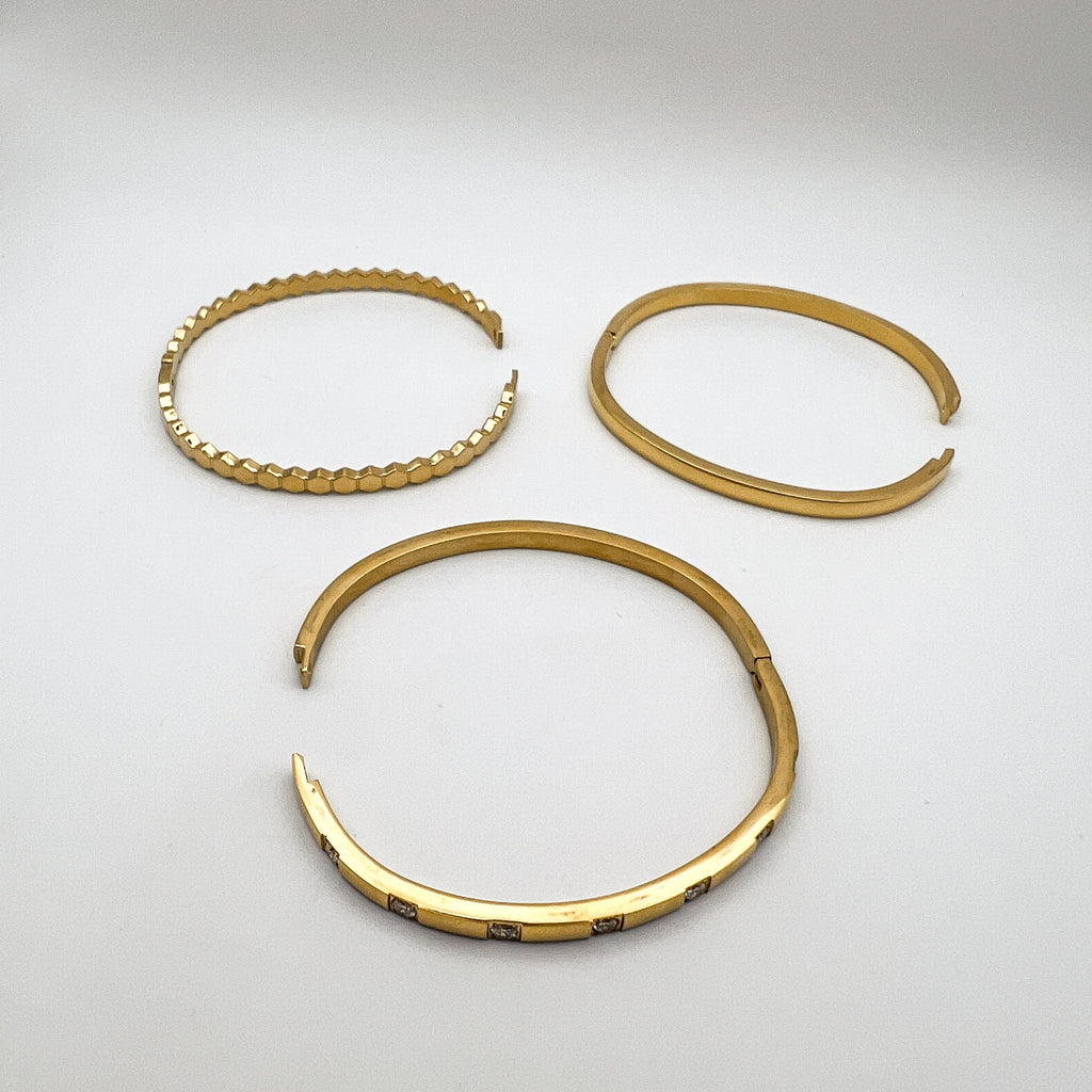 FIONA GRACE Bracelets Hinged Gold Bangles- Choose 3 And Save!