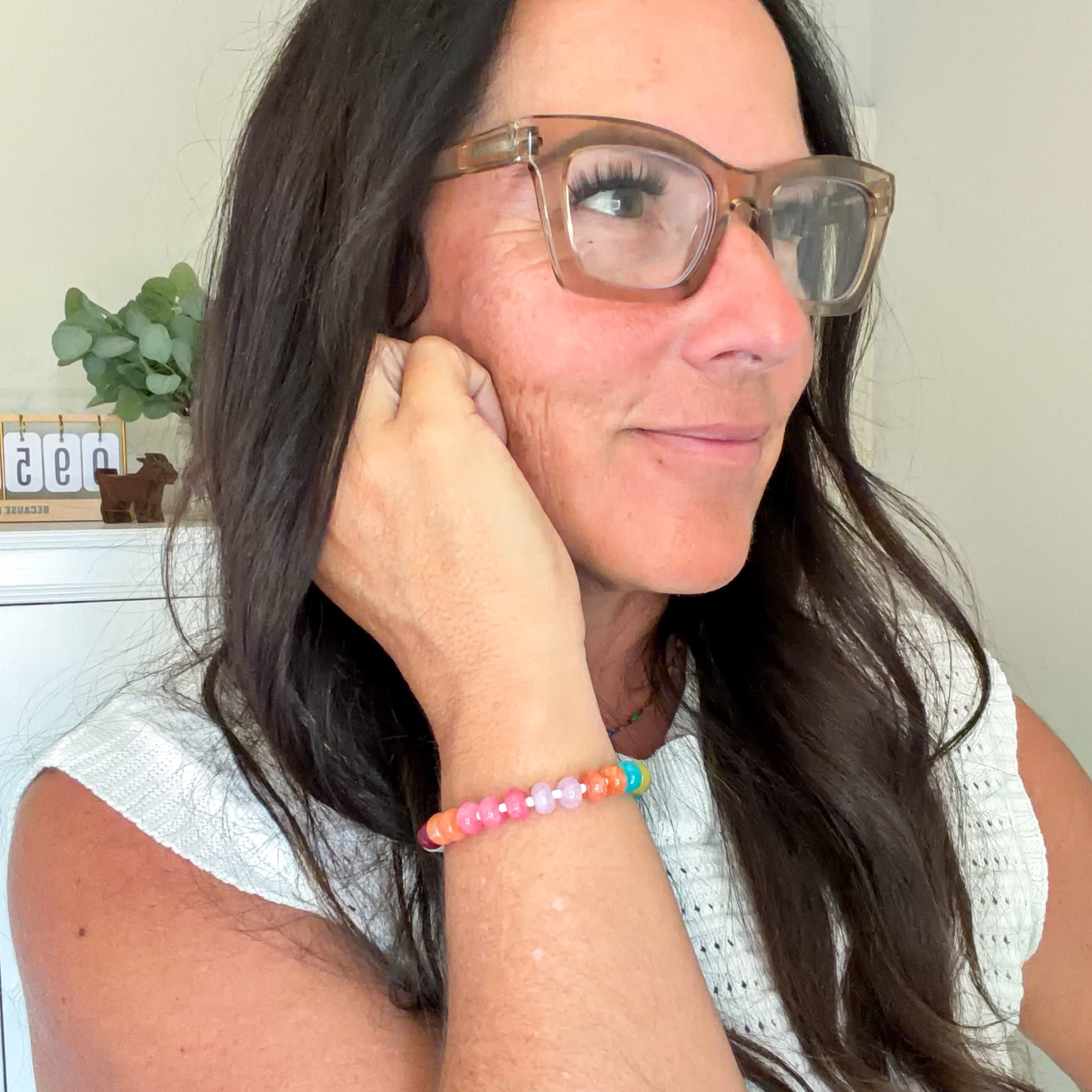 FIONA GRACE Bracelets Rainbow Beaded Bracelet • Chunky Colorful Gemstone Rondelle Bracelet