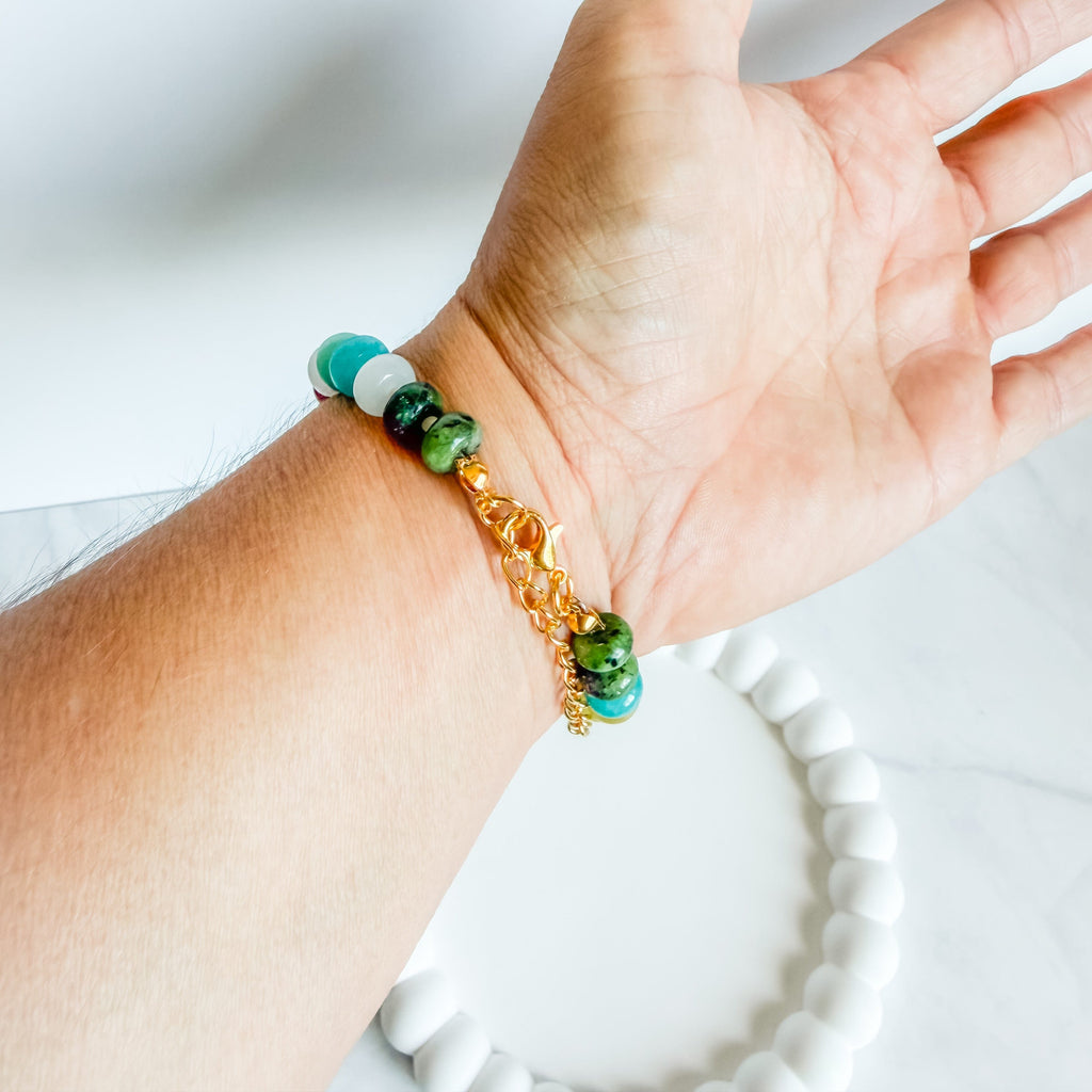 FIONA GRACE Bracelets Rainbow Beaded Bracelet • Chunky Colorful Gemstone Rondelle Bracelet