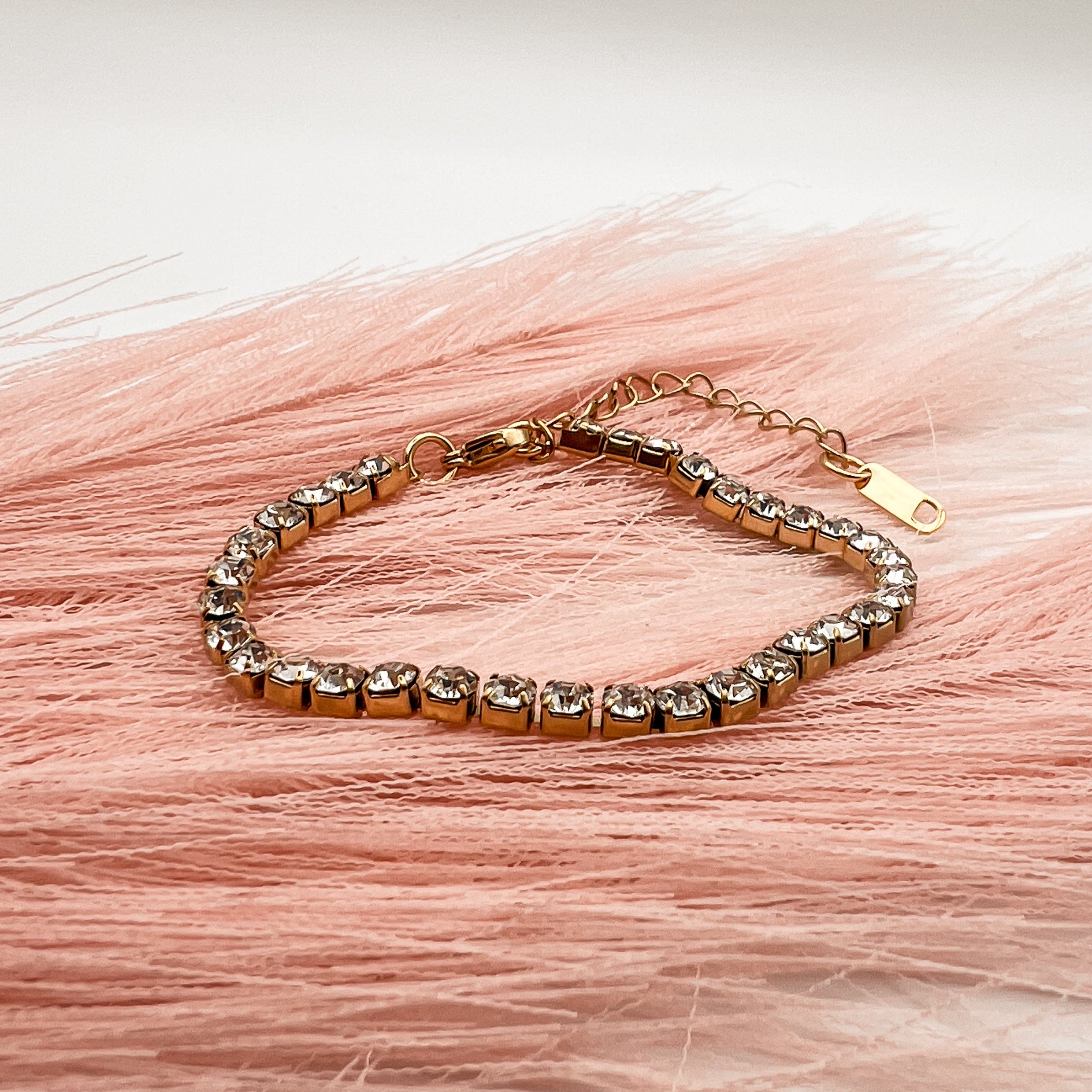 FIONA GRACE Bracelets Sparkle Bright Tennis Bracelet- Rhinestones- 18K Gold