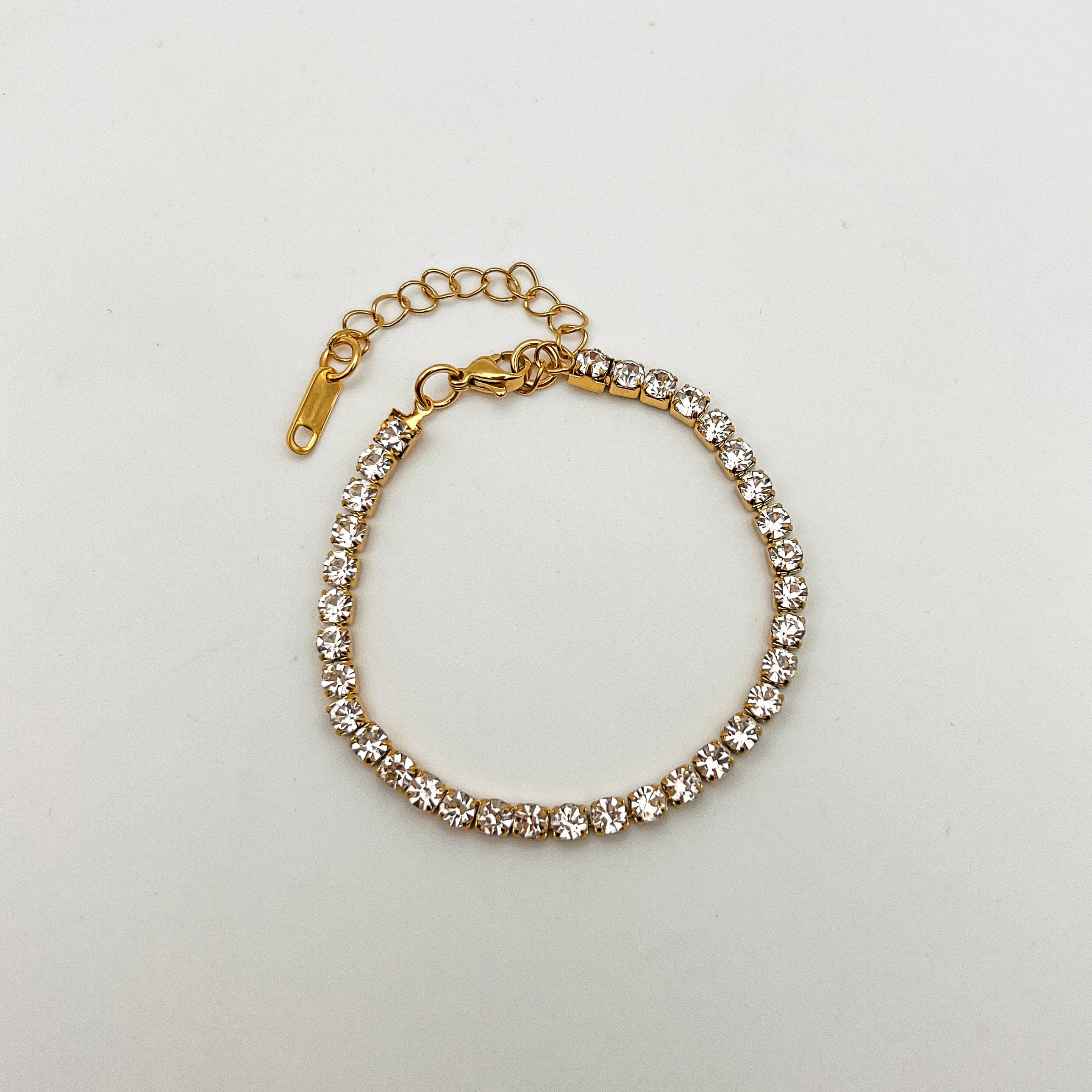 FIONA GRACE Bracelets Sparkle Bright Tennis Bracelet- Rhinestones- 18K Gold