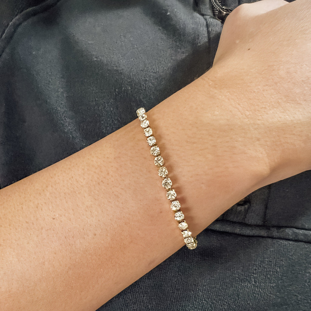 FIONA GRACE Bracelets Sparkle Bright Tennis Bracelet- Rhinestones- 18K Gold