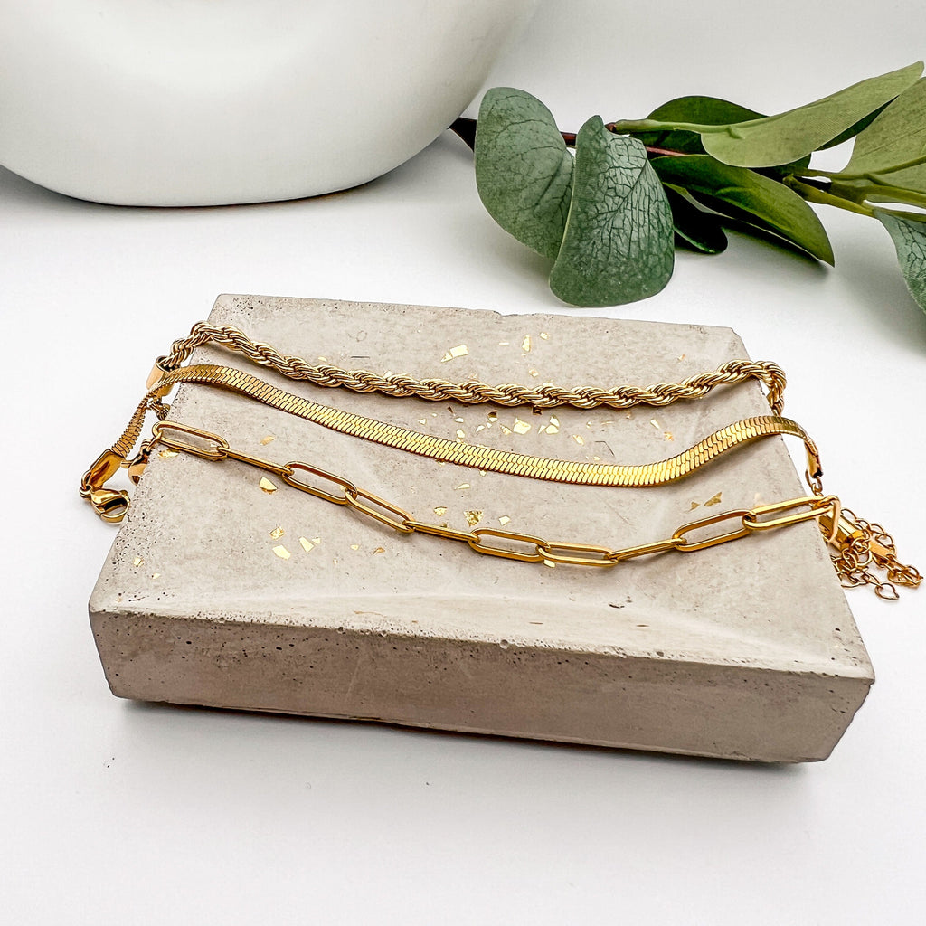 FIONA GRACE Bracelets Trio Gold Bracelet Stack- Waterproof