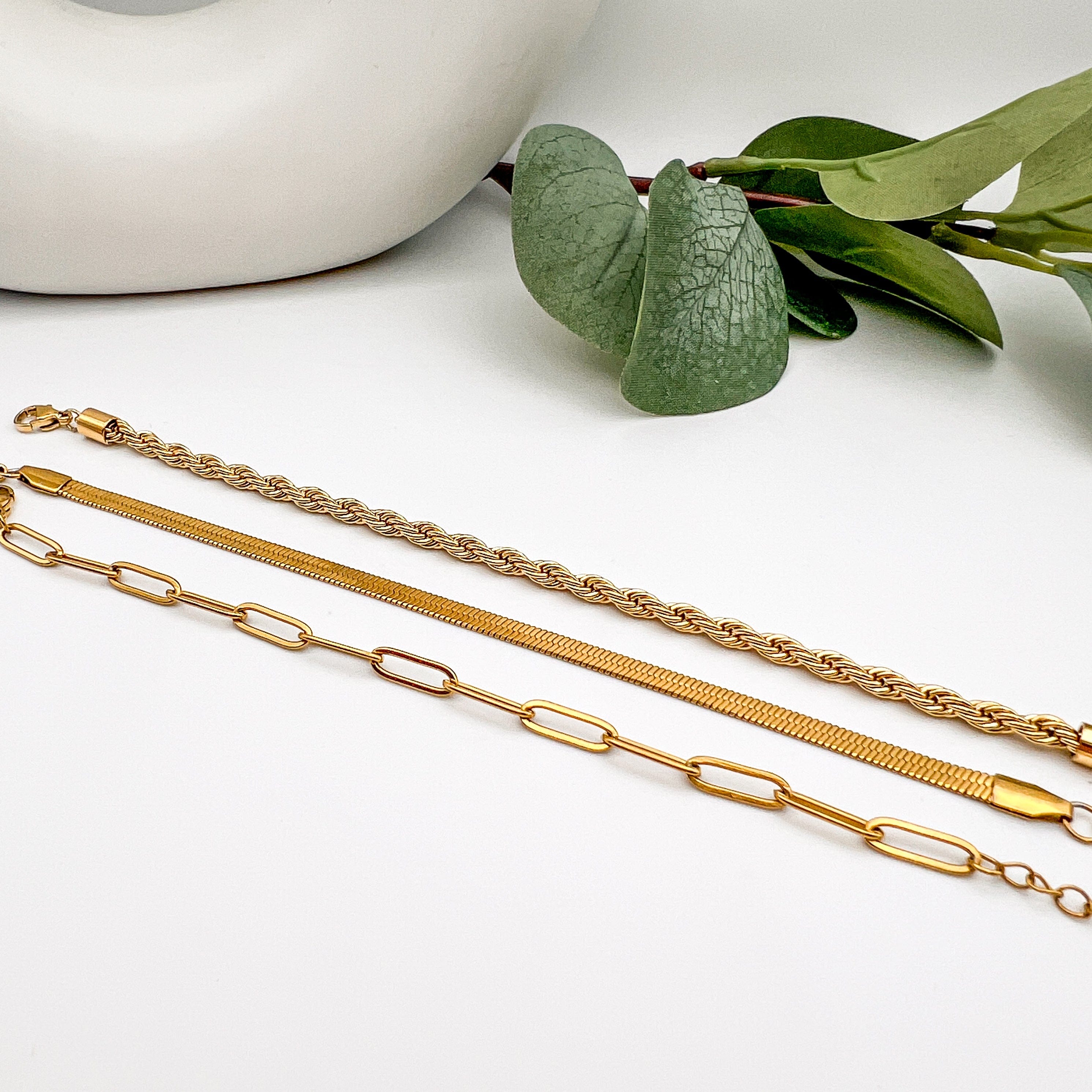 FIONA GRACE Bracelets Trio Gold Bracelet Stack- Waterproof