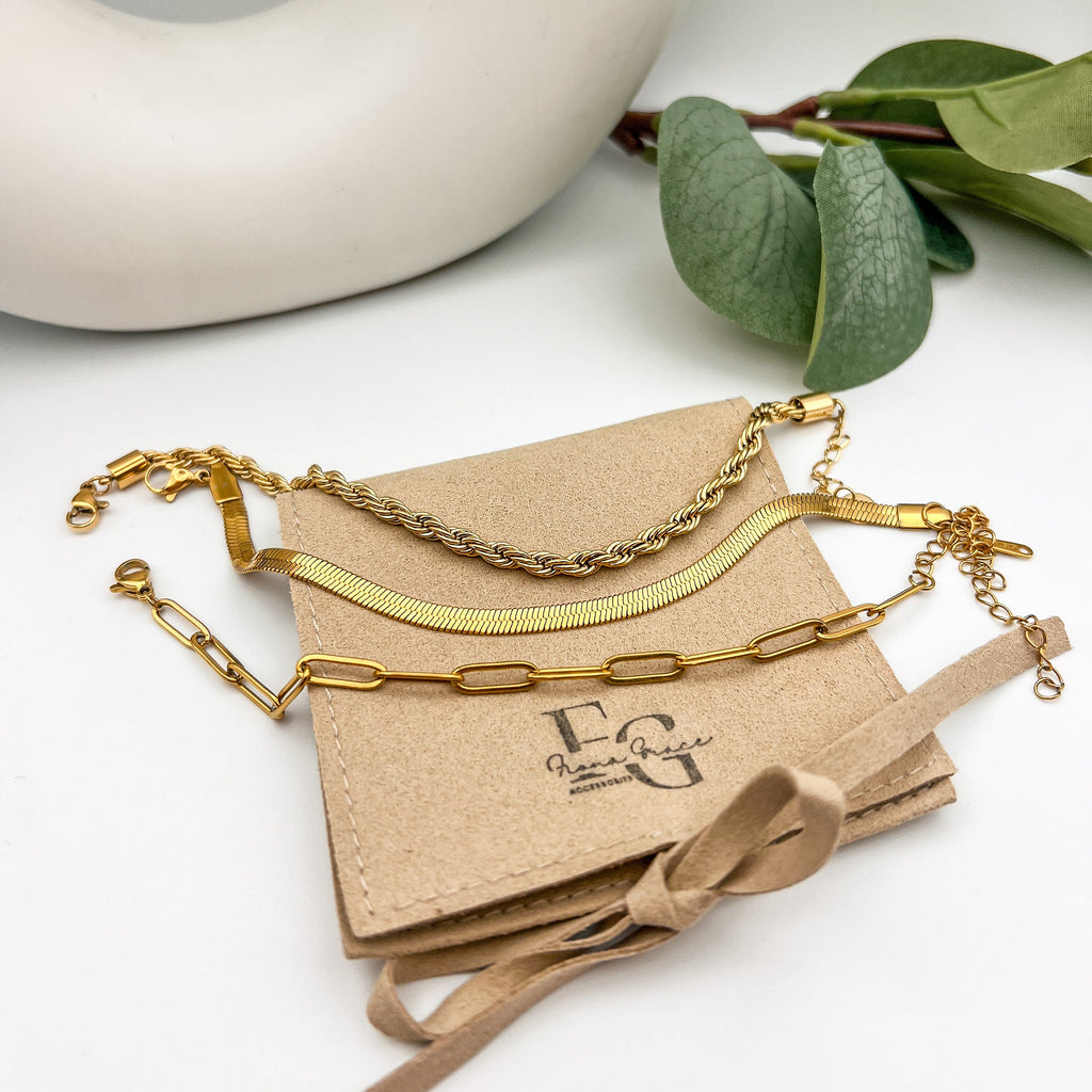 FIONA GRACE Bracelets Trio Gold Bracelet Stack- Waterproof