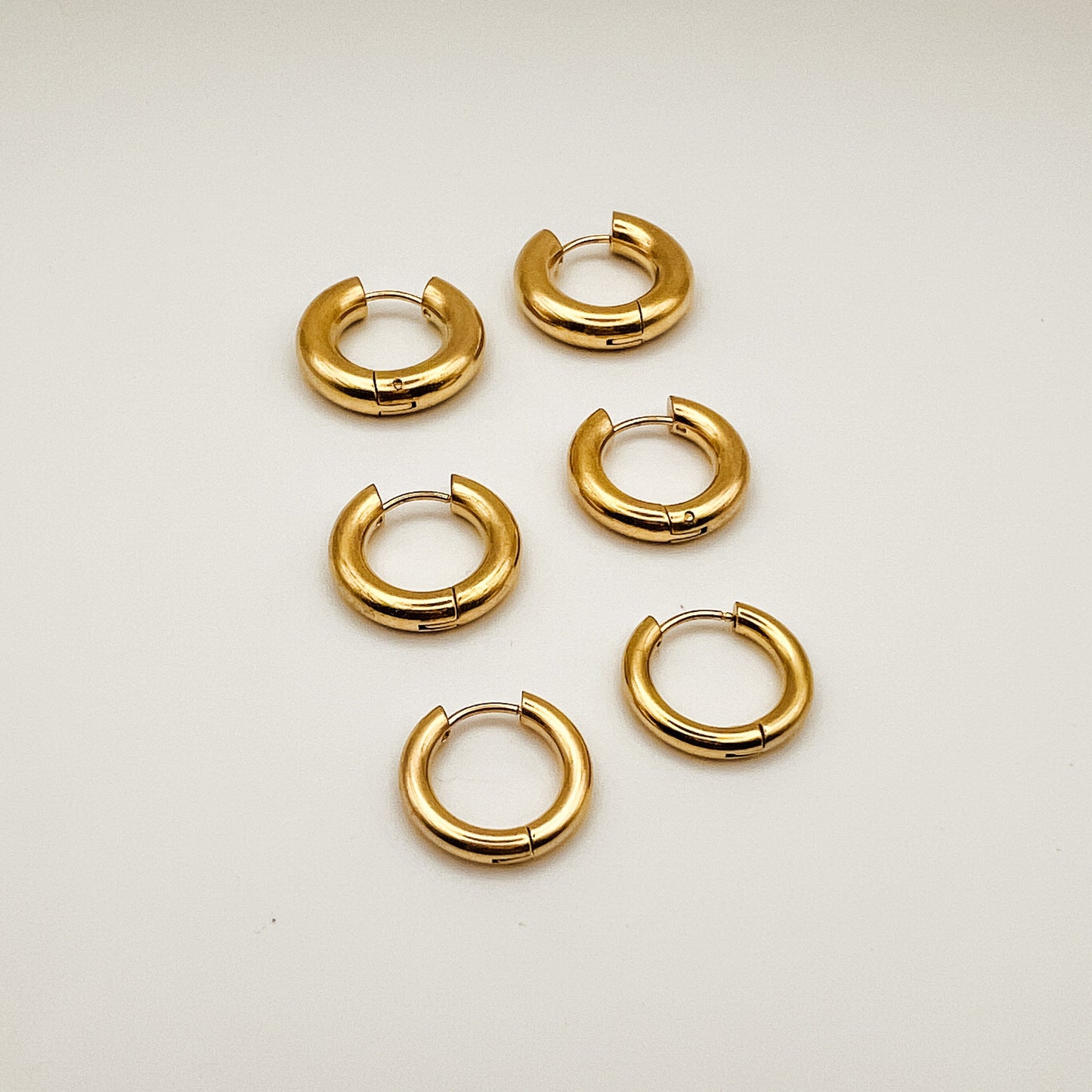 FIONA GRACE Earrings 3 Pairs Of Thick Gold Hoop Huggie Earrings