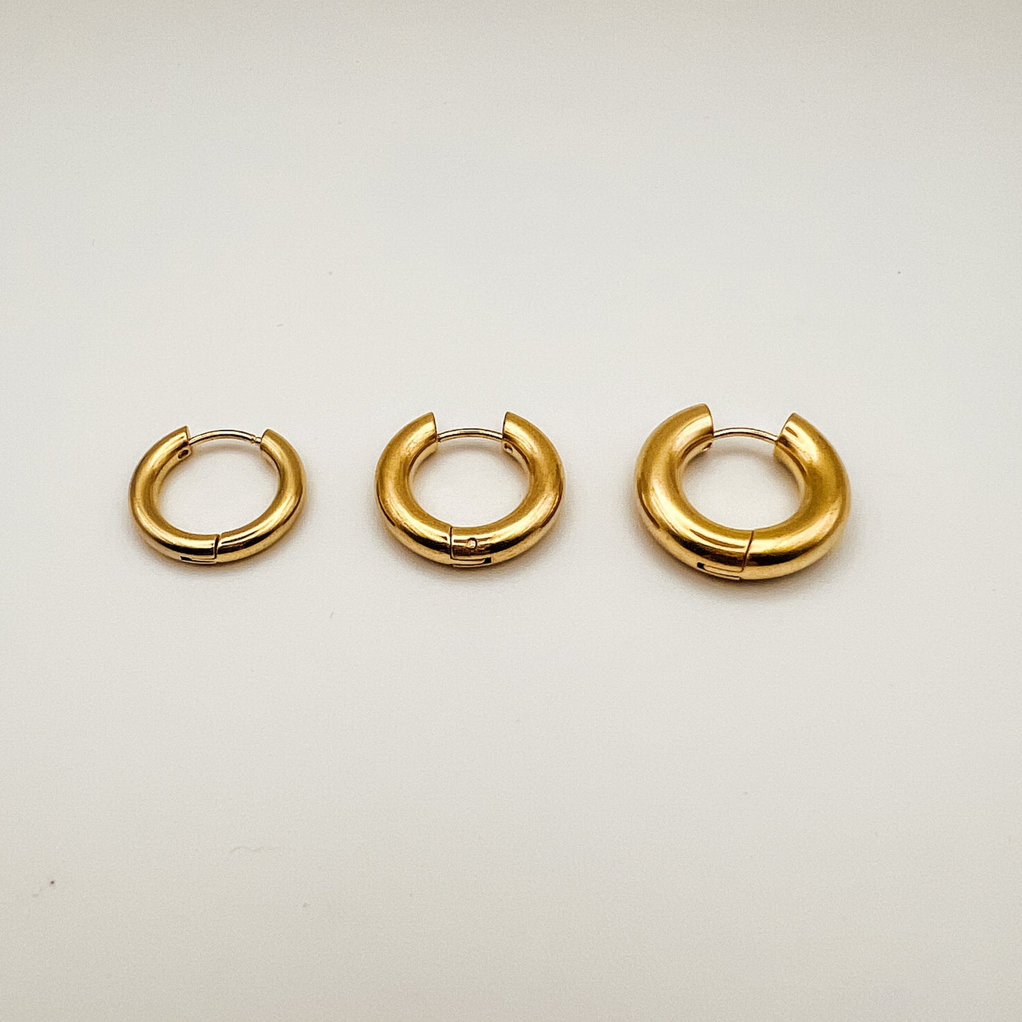 FIONA GRACE Earrings 3 Pairs Of Thick Gold Hoop Huggie Earrings