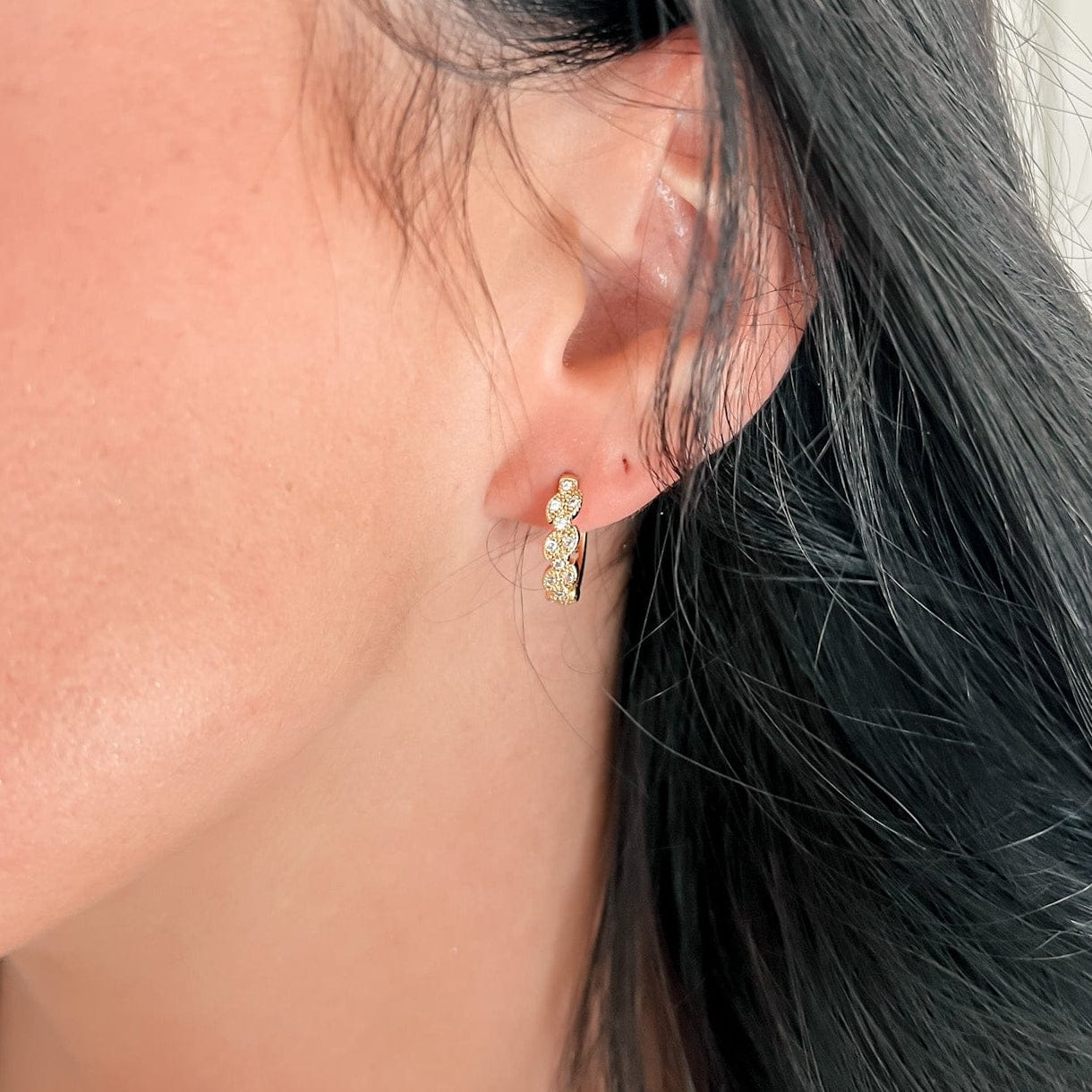 FIONA GRACE Earrings All Blinged Up Pave 18k Gold Huggies