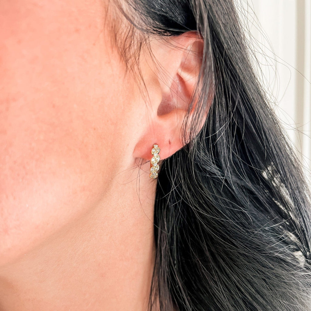 FIONA GRACE Earrings All Blinged Up Pave 18k Gold Huggies