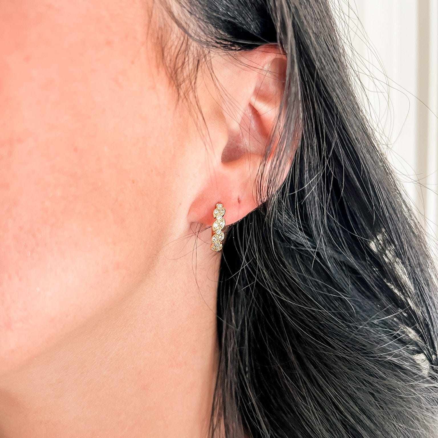 FIONA GRACE Earrings All Blinged Up Pave 18k Gold Huggies