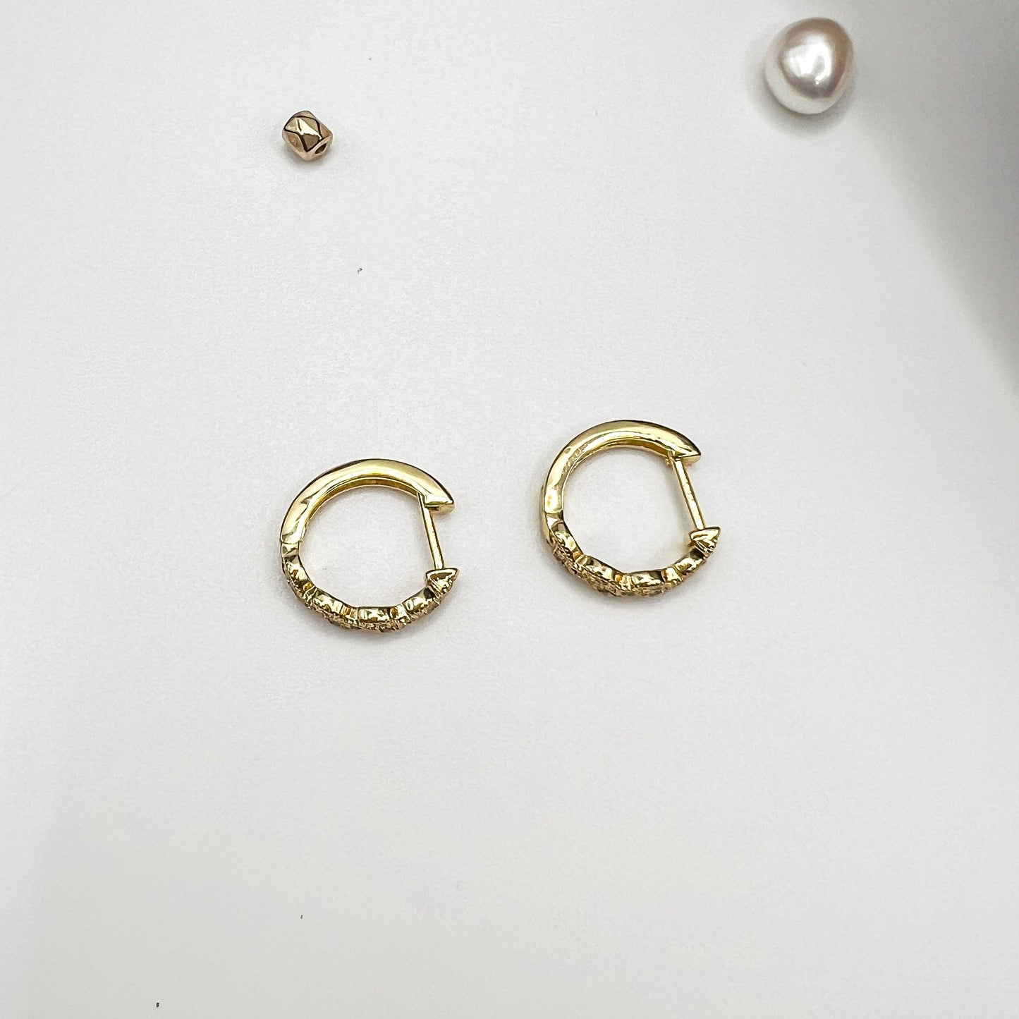 FIONA GRACE Earrings All Blinged Up Pave 18k Gold Huggies