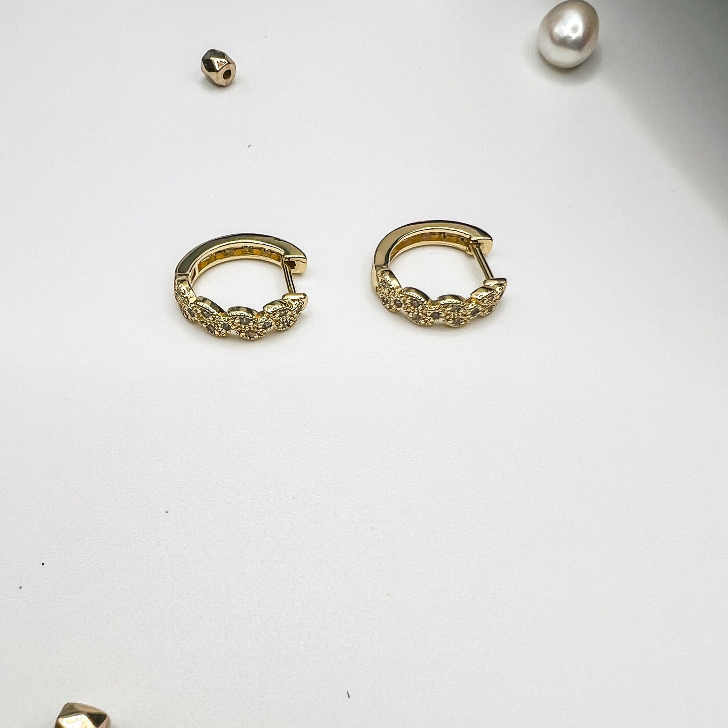 FIONA GRACE Earrings All Blinged Up Pave 18k Gold Huggies