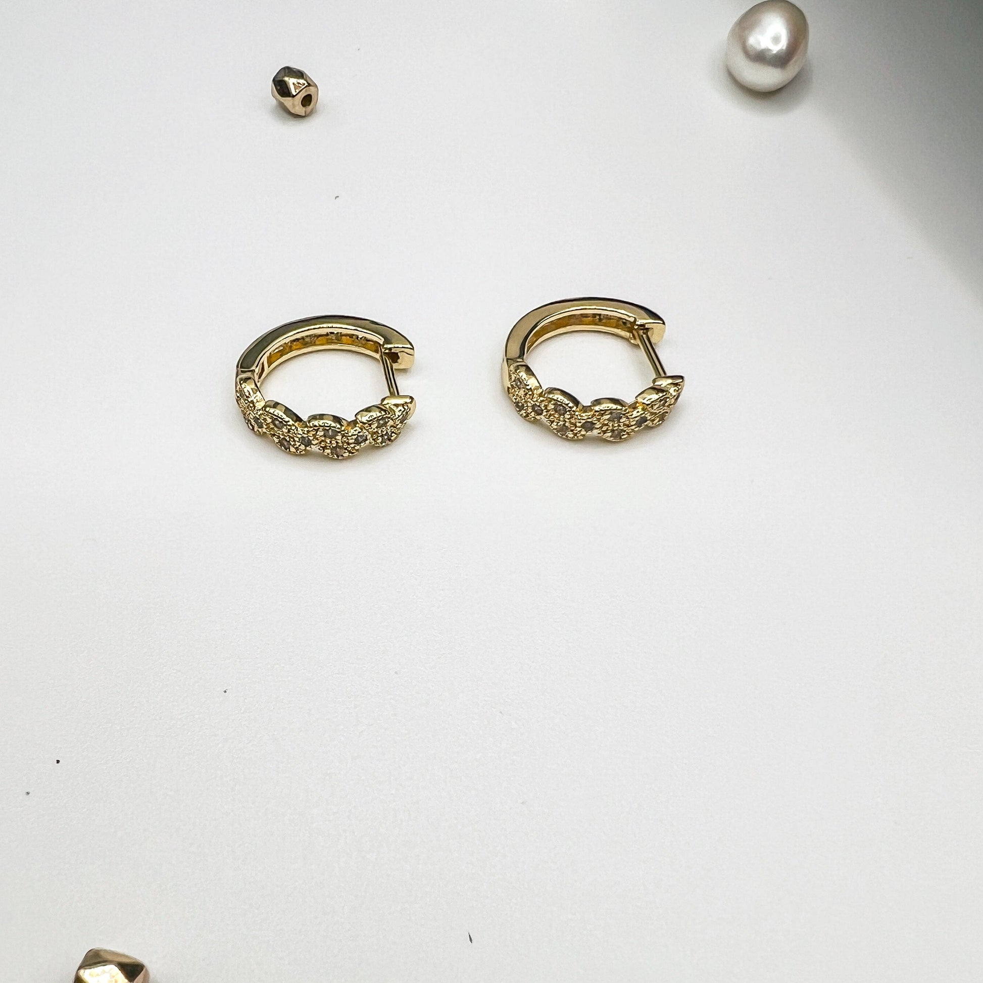 FIONA GRACE Earrings All Blinged Up Pave 18k Gold Huggies