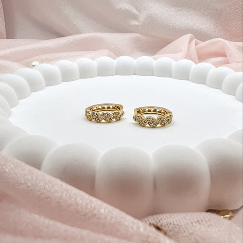 FIONA GRACE Earrings All Blinged Up Pave 18k Gold Huggies