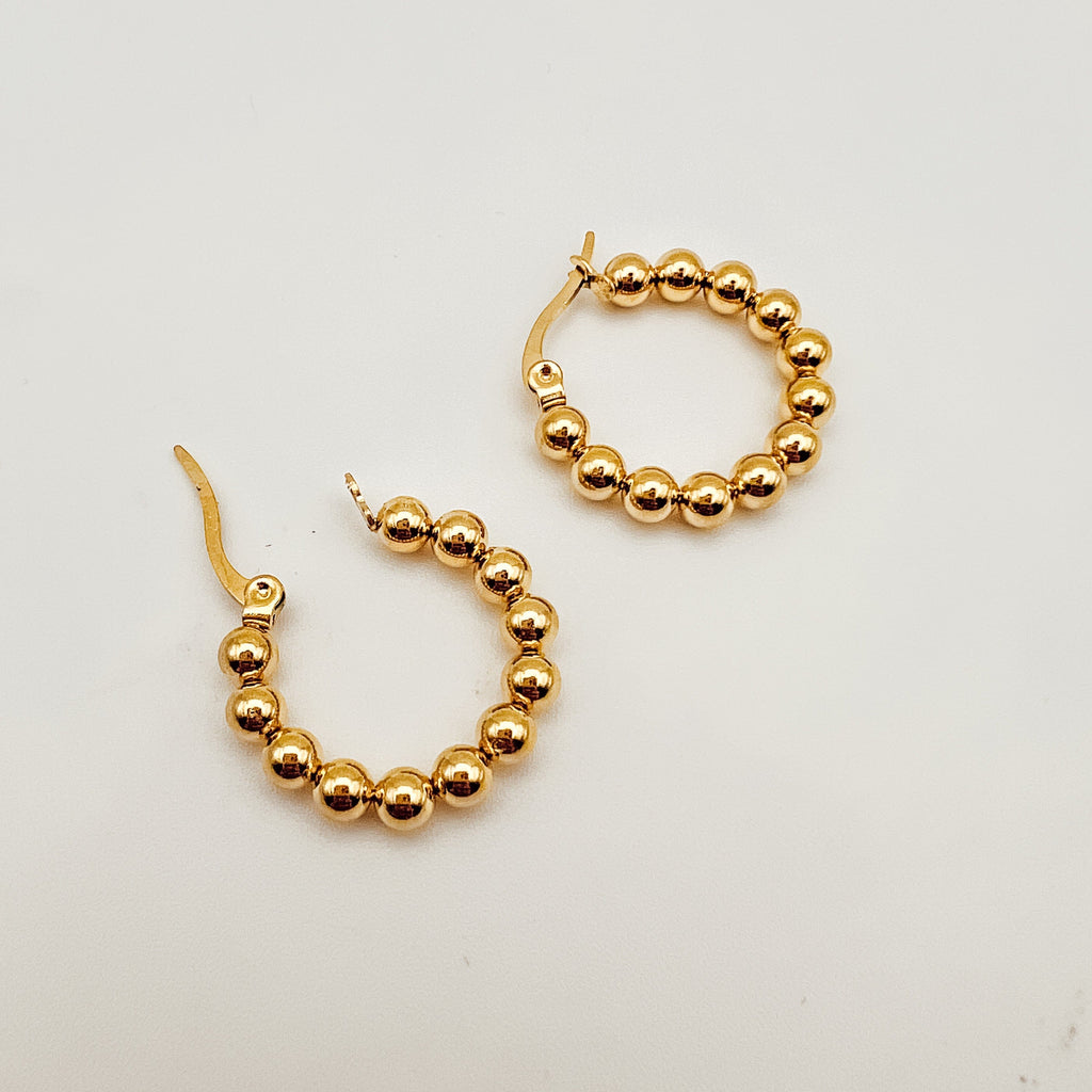 FIONA GRACE Earrings Beaded Gold Hoop Earrings, 18K Gold