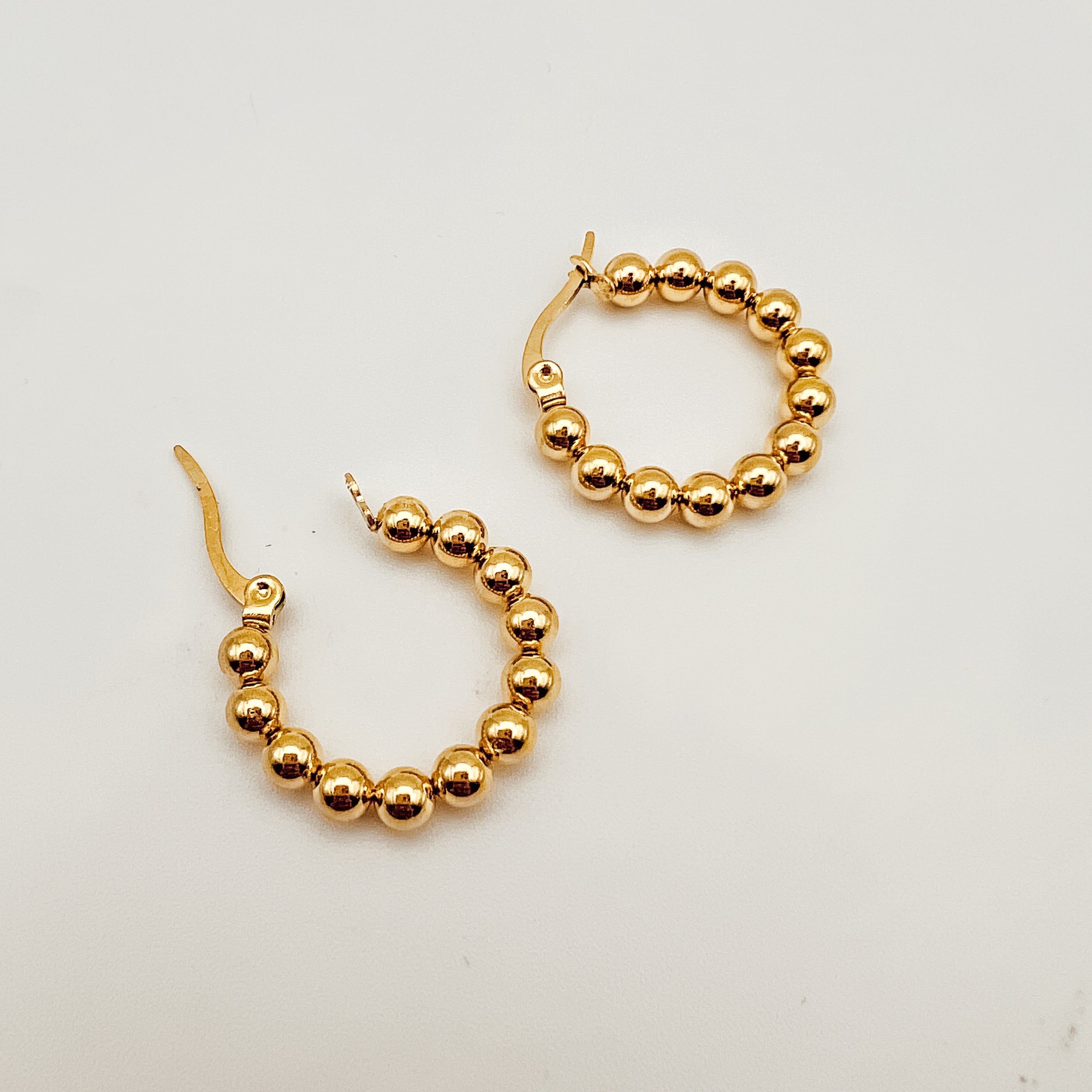 FIONA GRACE Earrings Beaded Gold Hoop Earrings, 18K Gold