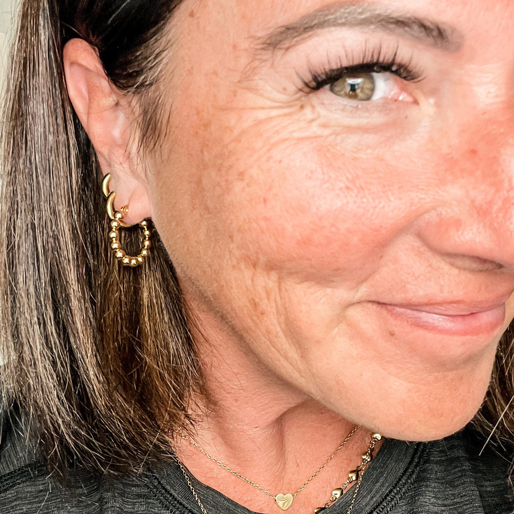 FIONA GRACE Earrings Beaded Gold Hoop Earrings, 18K Gold