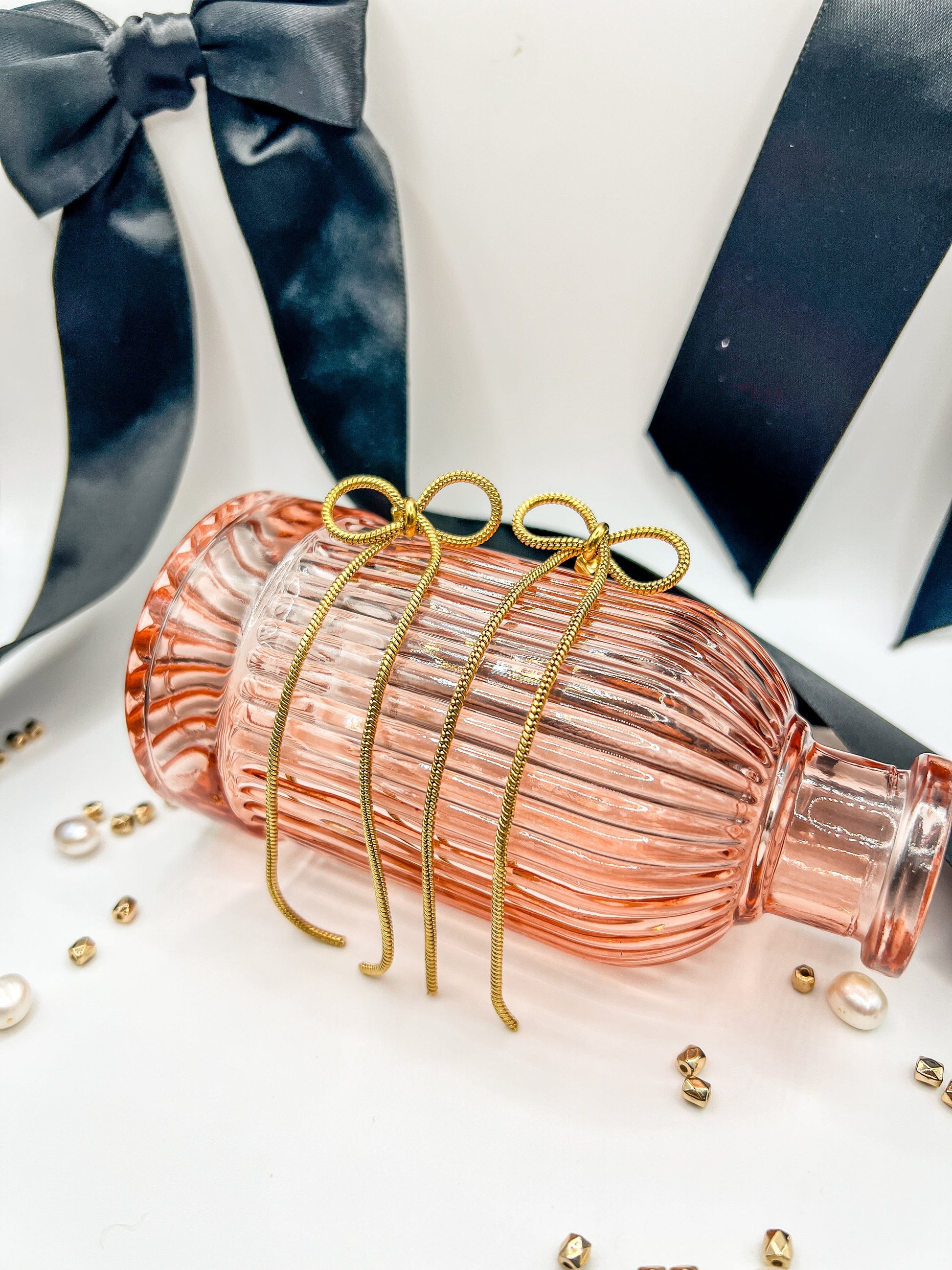 FIONA GRACE Earrings Bowknot Snake Chain Gold Ribbon Earrings