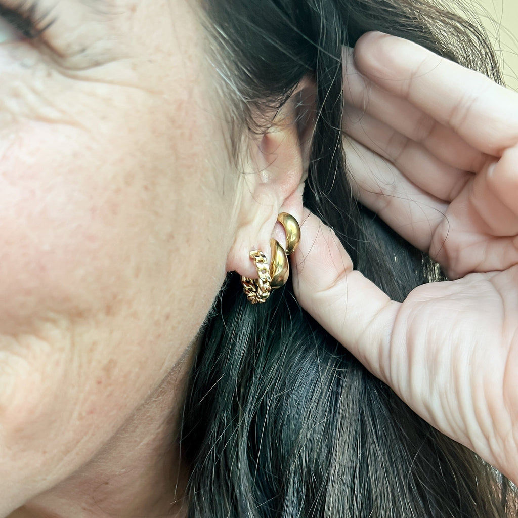 FIONA GRACE Earrings Chain Link Huggie Earrings- Waterproof