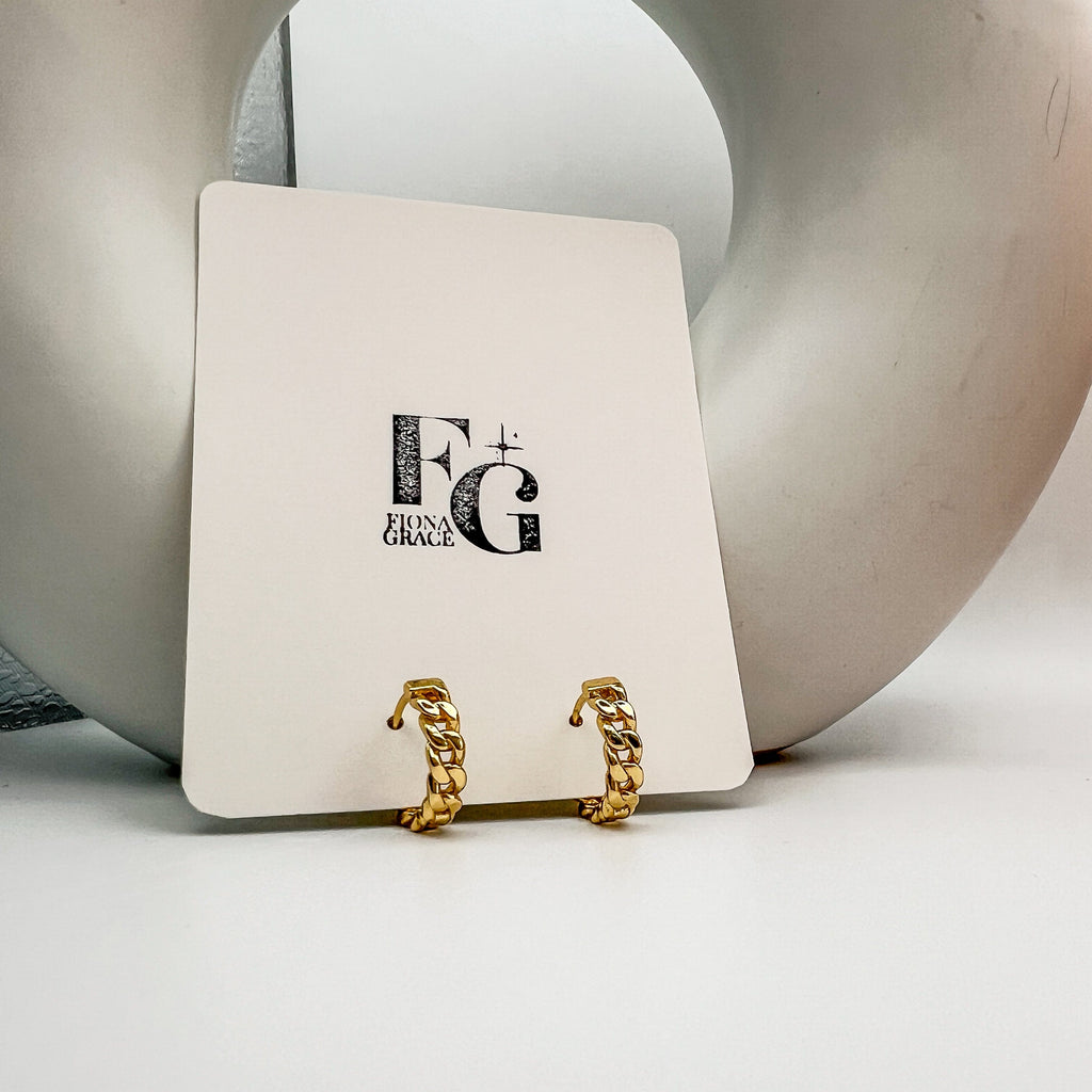 FIONA GRACE Earrings Chain Link Huggie Earrings- Waterproof