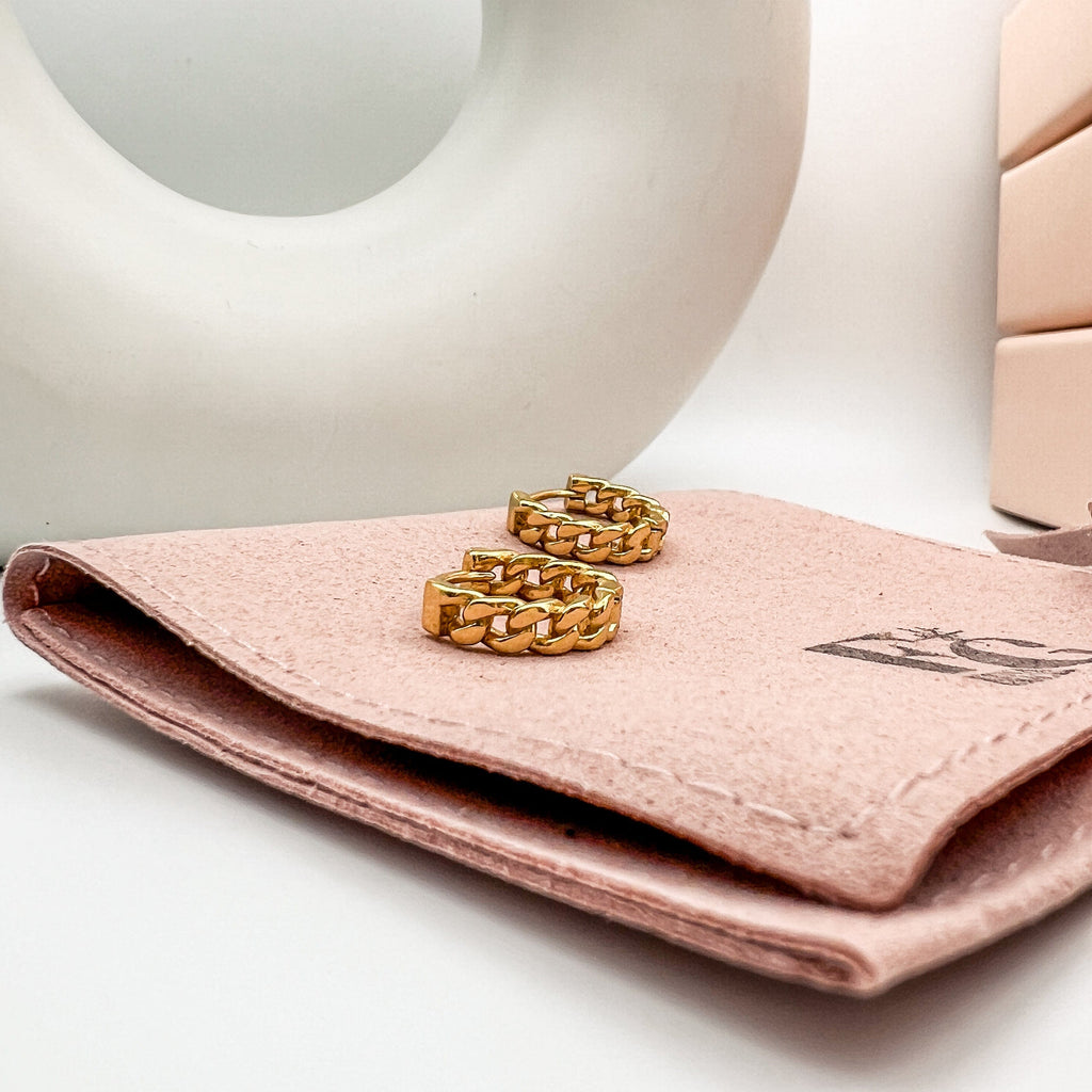 FIONA GRACE Earrings Chain Link Huggie Earrings- Waterproof