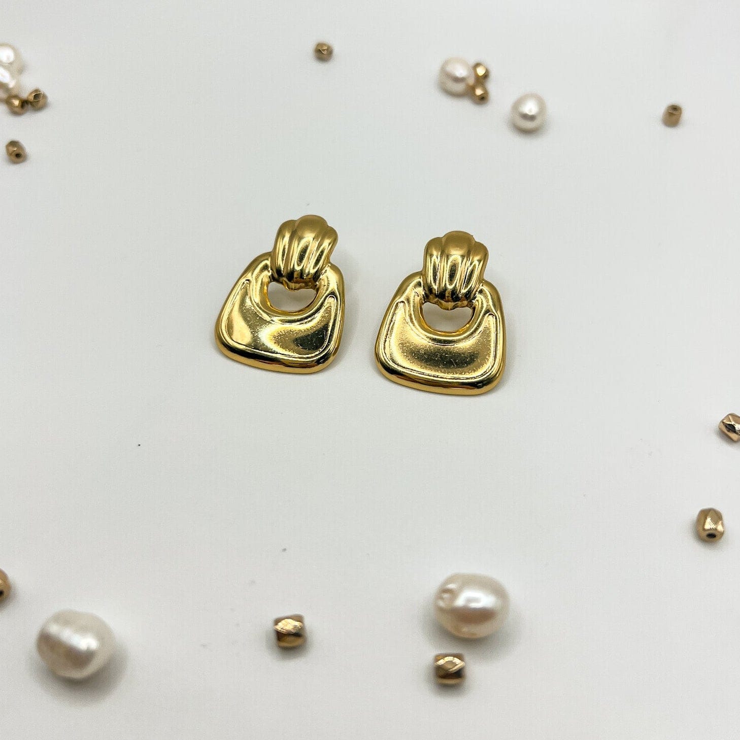 FIONA GRACE Earrings Chunky Gold Door Knockers – ’90s Glam Statement Earrings