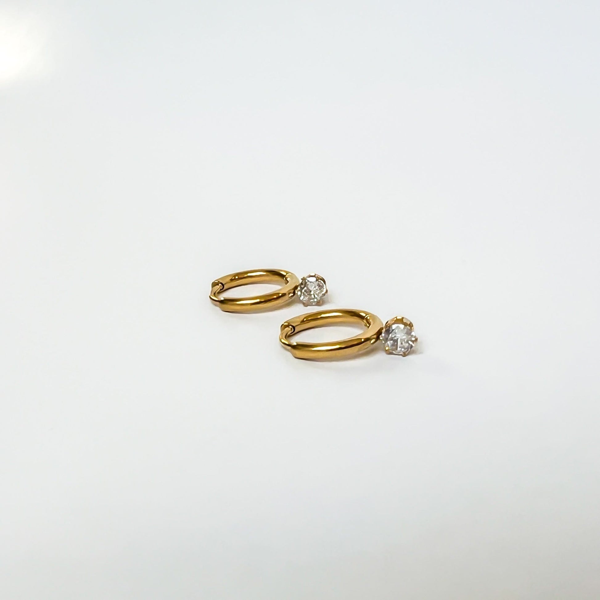 FIONA GRACE Earrings Dainty Gold Hoops With Cubic Zirconia Huggie Earrings- Waterproof