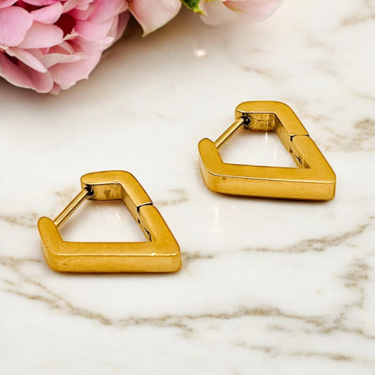 FIONA GRACE Earrings Diamond Shaped Gold Huggie Earrings