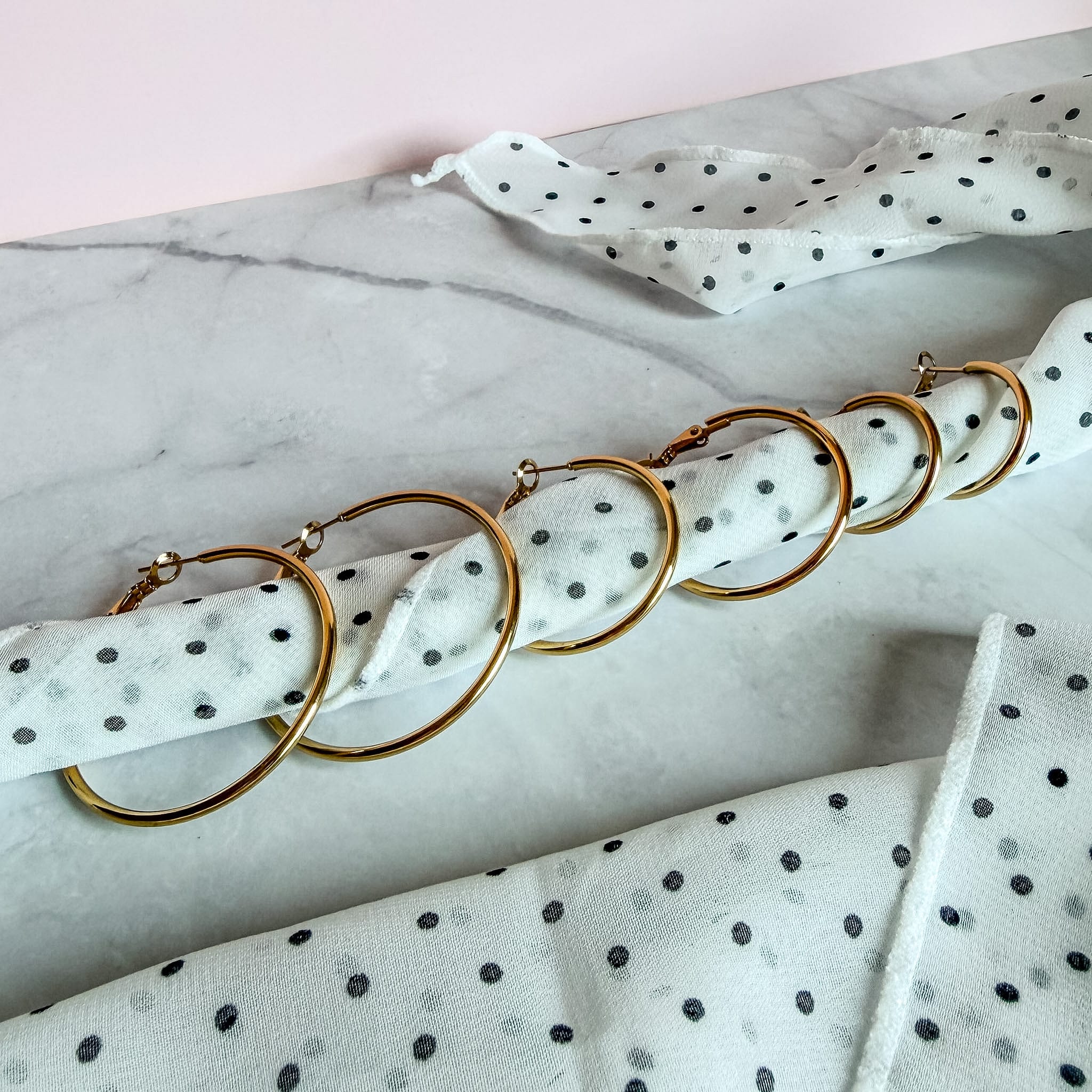 FIONA GRACE Earrings Gold Hoop Earring Set • 3 Pairs Stacked 18K Gold Tarnish Free Waterproof Hoops