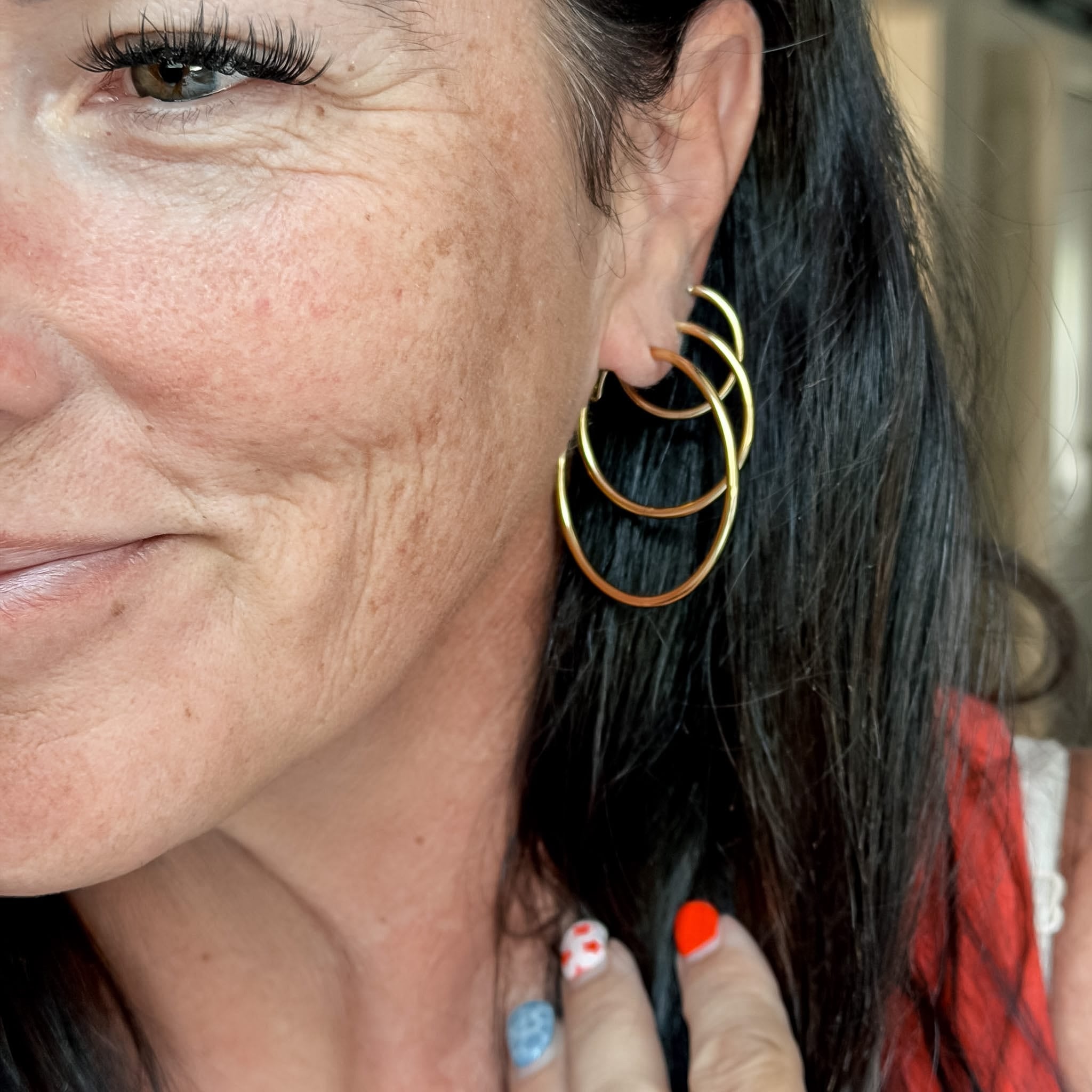FIONA GRACE Earrings Gold Hoop Earring Set • 3 Pairs Stacked 18K Gold Tarnish Free Waterproof Hoops