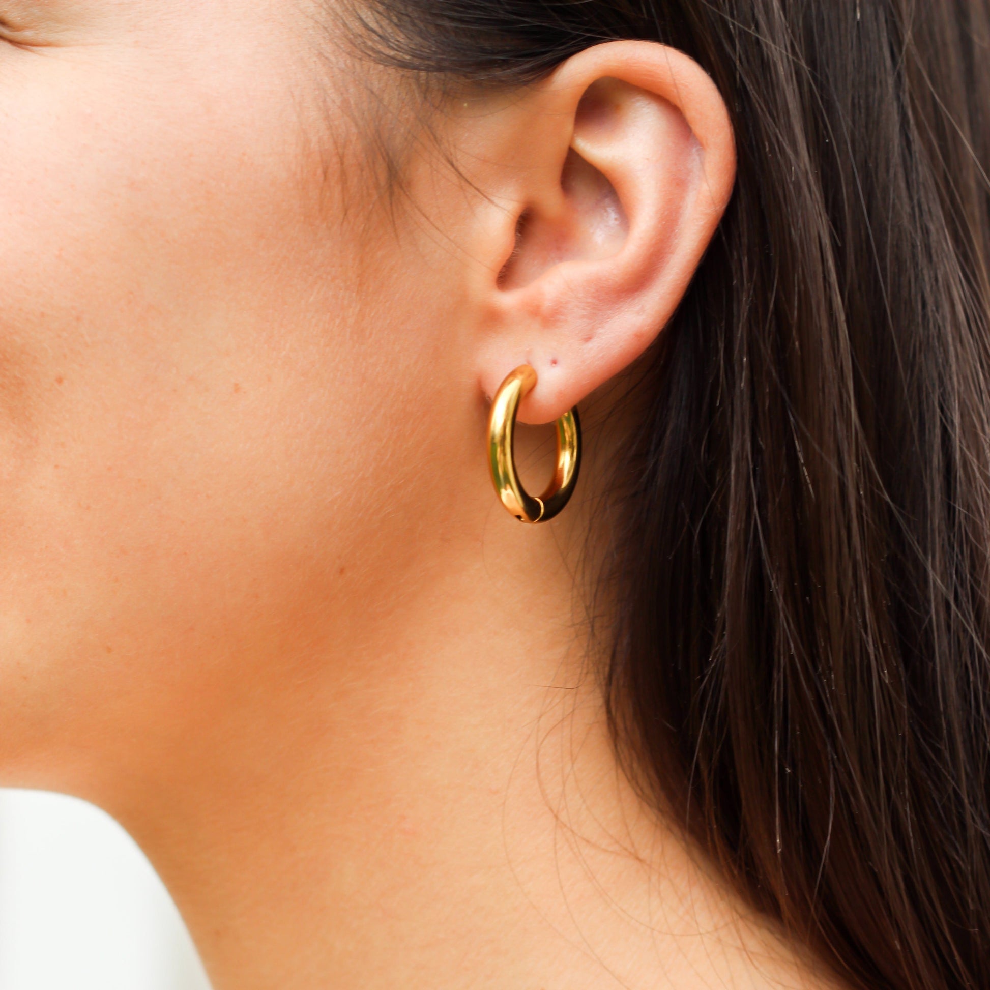 FIONA GRACE Earrings Gold Hoop Huggie Earrings- Waterproof