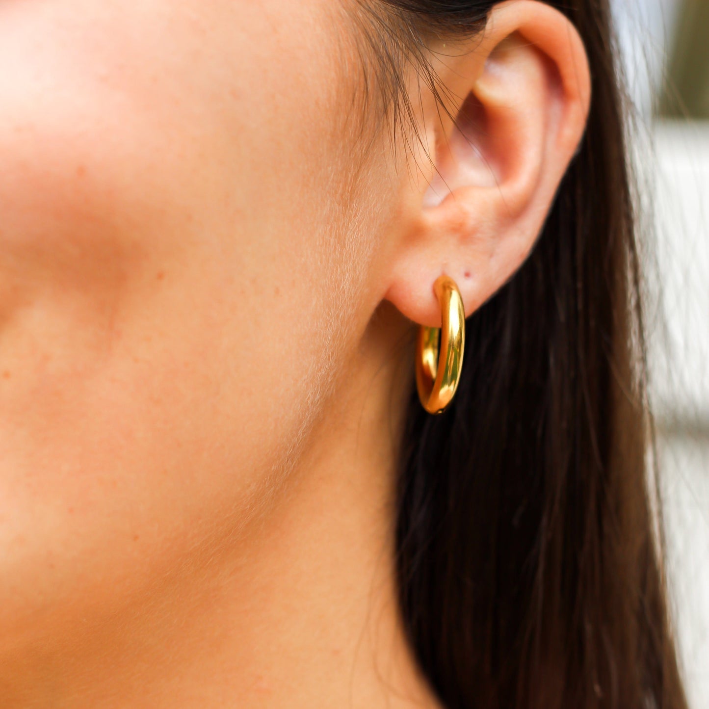 FIONA GRACE Earrings Gold Hoop Huggie Earrings- Waterproof