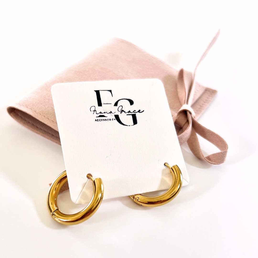 FIONA GRACE Earrings Gold Hoop Huggie Earrings- Waterproof