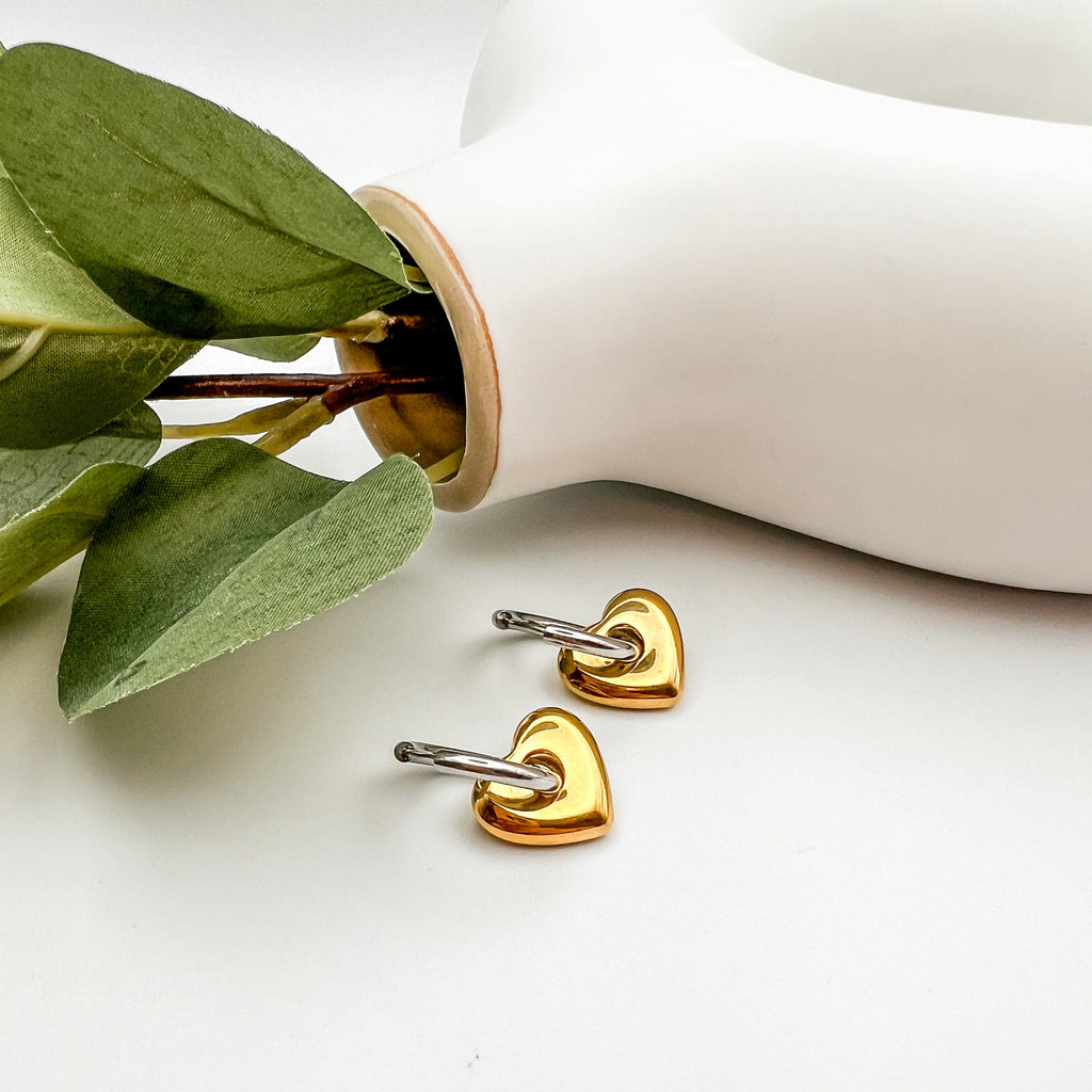 FIONA GRACE Earrings Heartfelt Duo Huggie Earrings