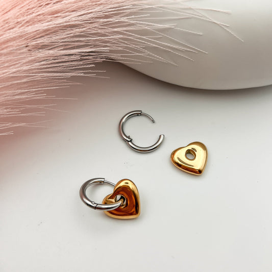 FIONA GRACE Earrings Heartfelt Duo Huggie Earrings