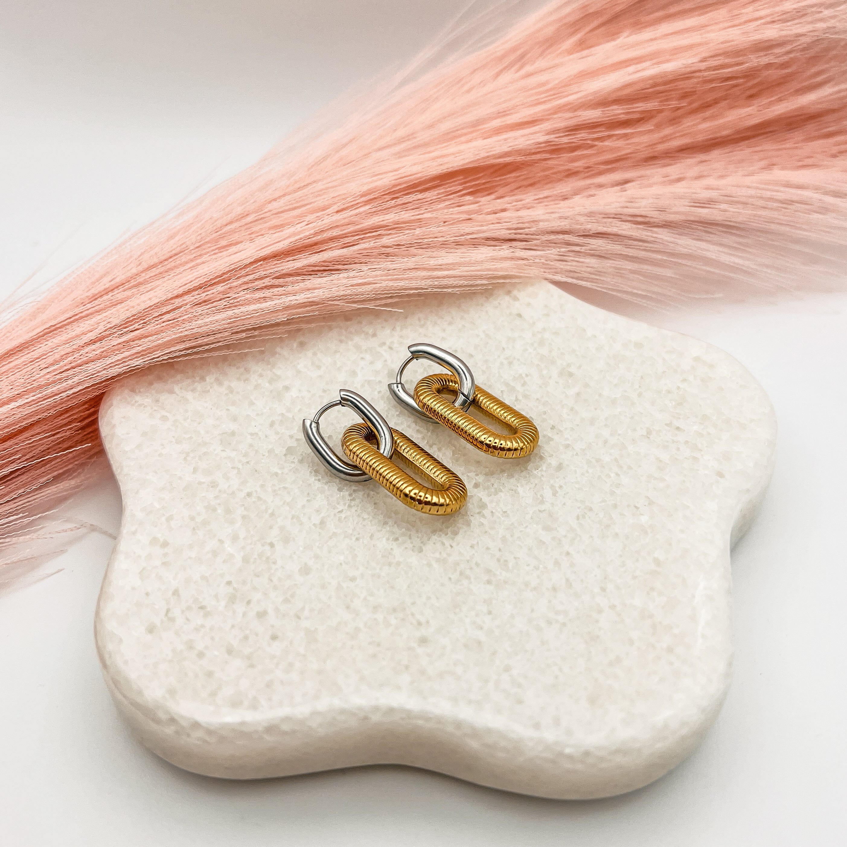 FIONA GRACE Earrings Mixed Metal Huggie Hoop Earrings