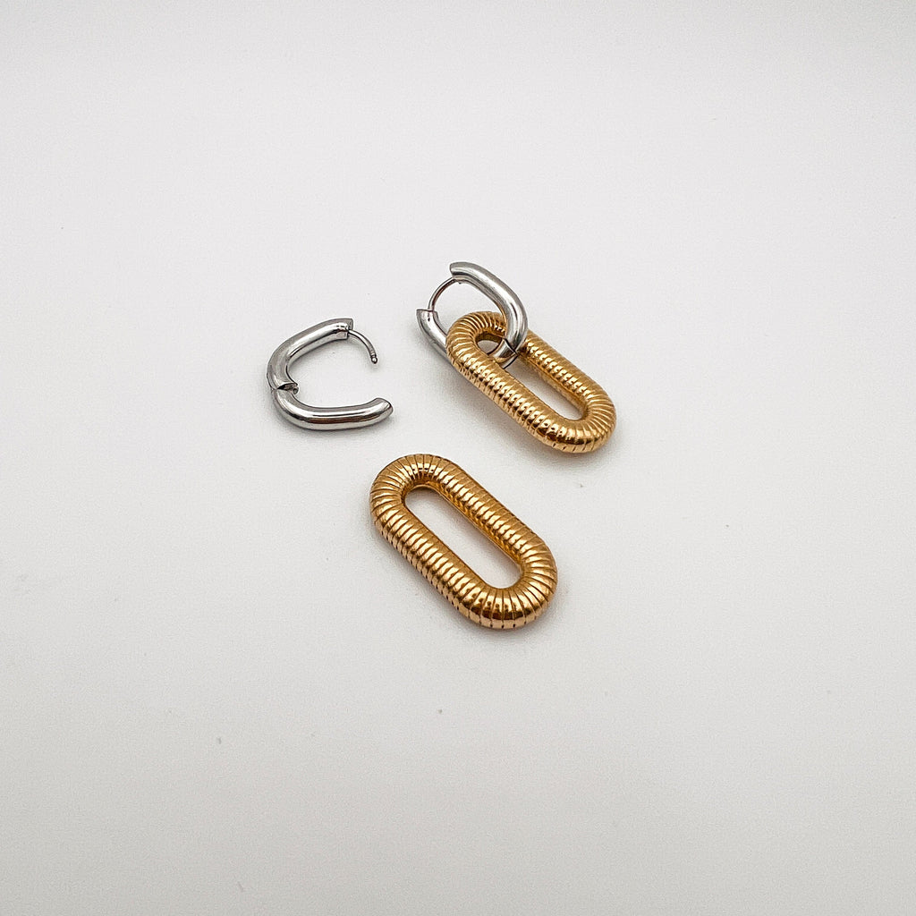 FIONA GRACE Earrings Mixed Metal Huggie Hoop Earrings