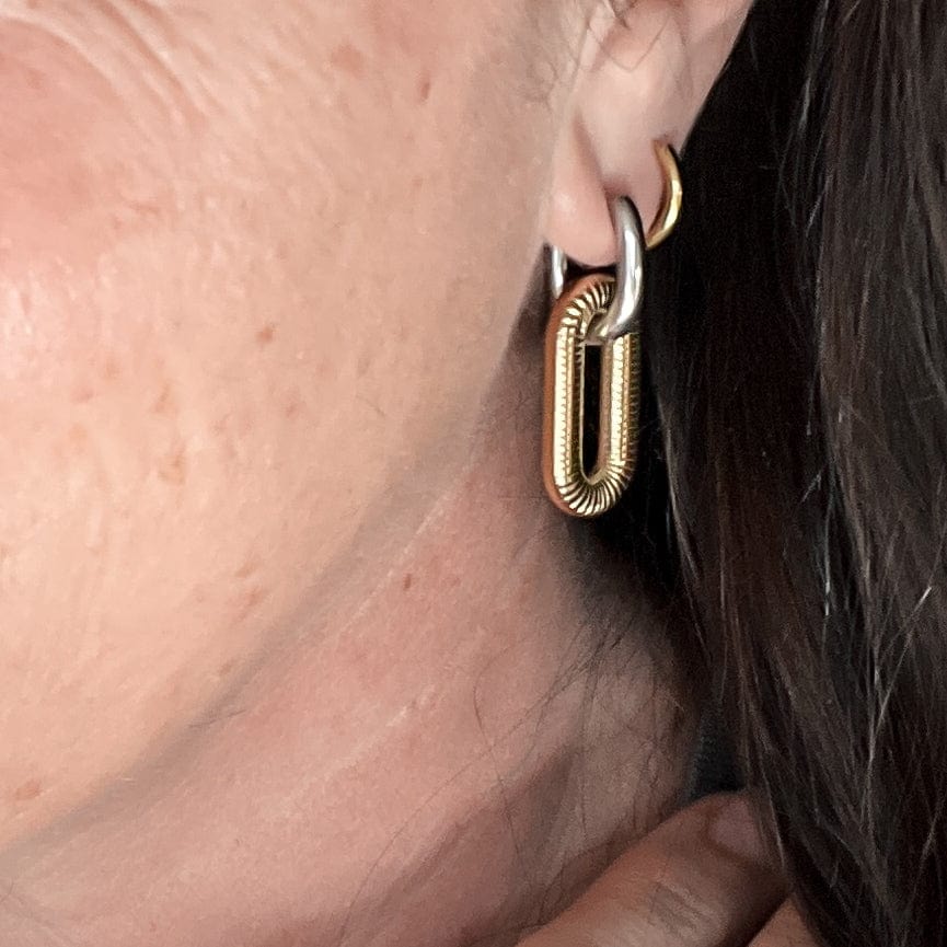 FIONA GRACE Earrings Mixed Metal Huggie Hoop Earrings