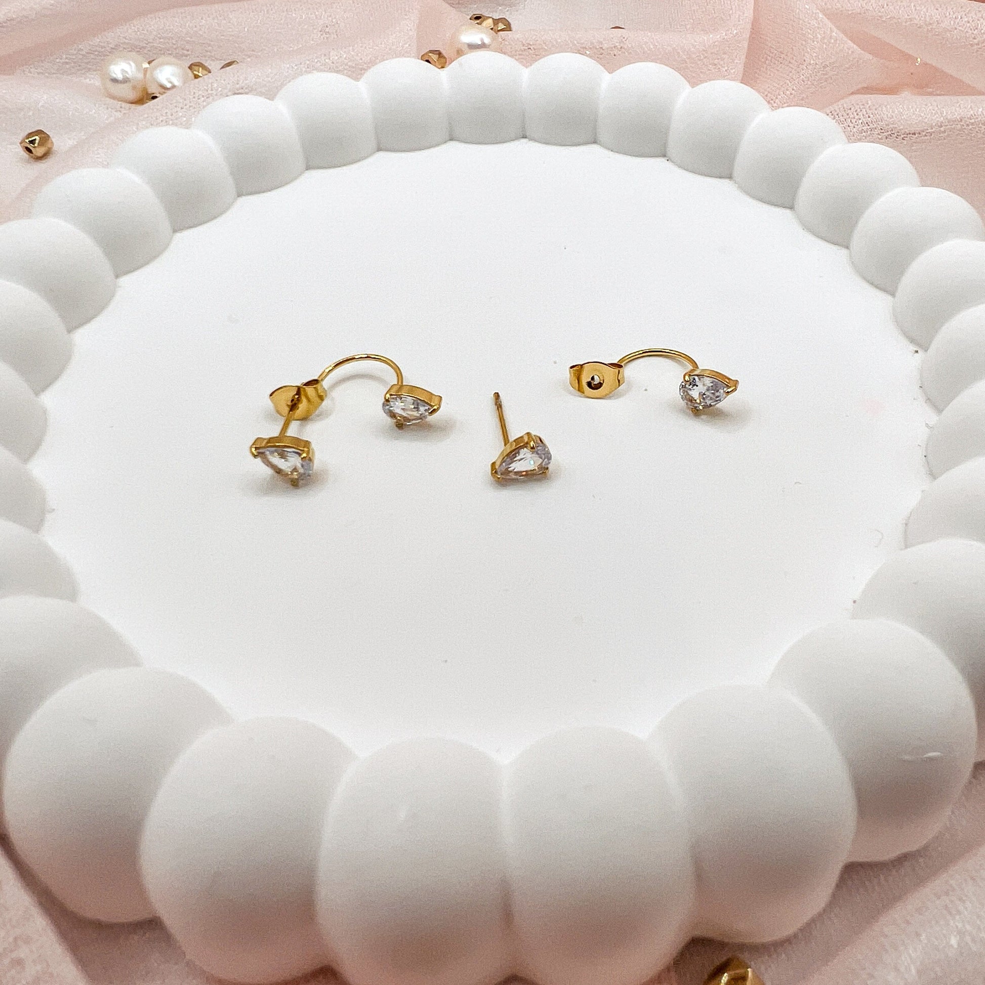 FIONA GRACE Earrings Pear Cut Earring Jackets- 18k Gold Front Back Earrings