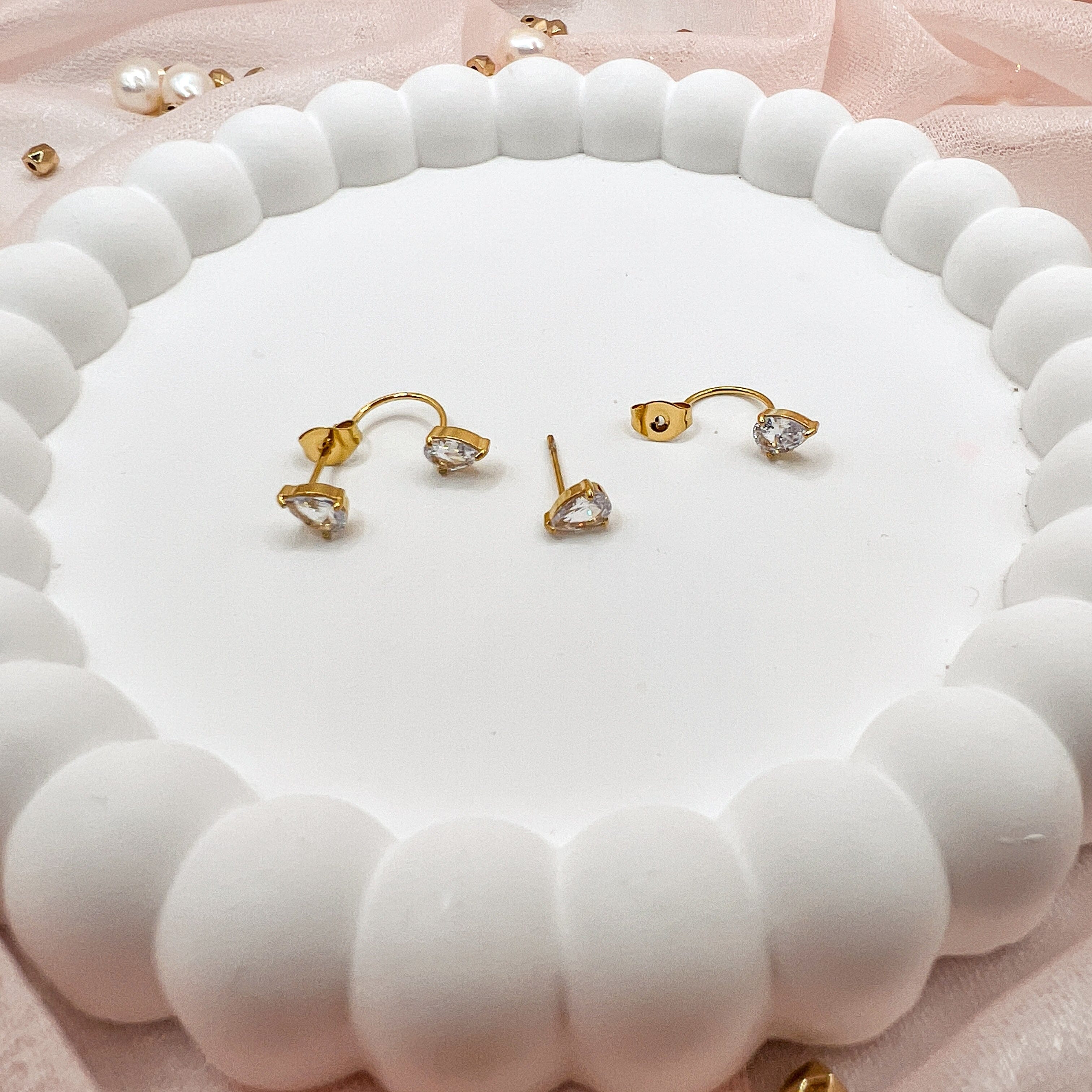 FIONA GRACE Earrings Pear Cut Earring Jackets- 18k Gold Front Back Earrings