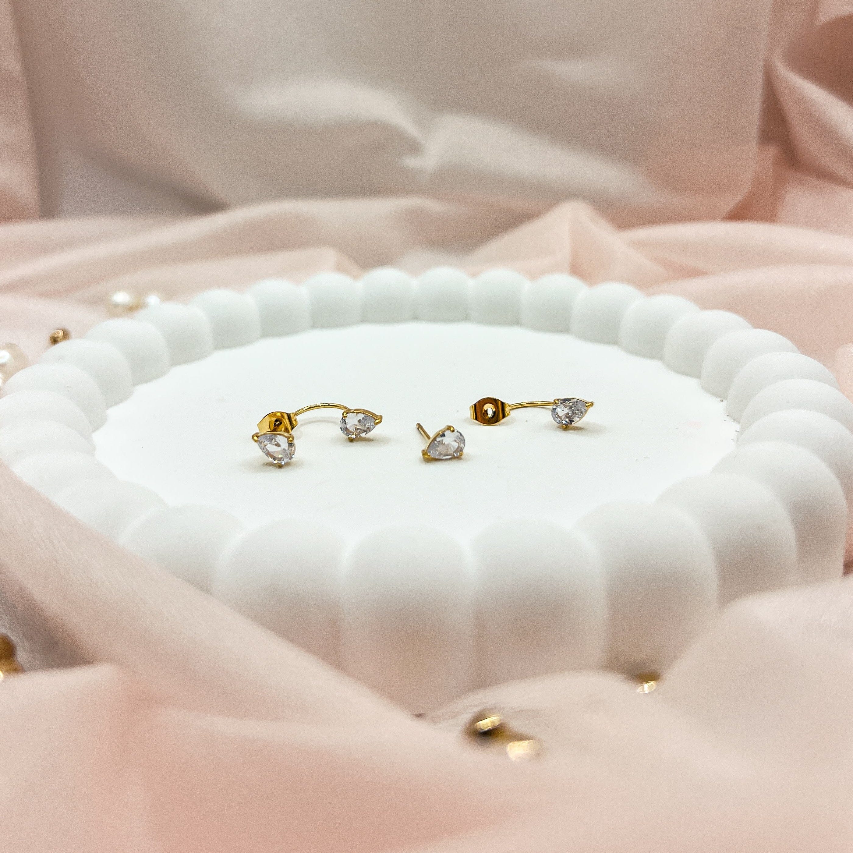 FIONA GRACE Earrings Pear Cut Earring Jackets- 18k Gold Front Back Earrings