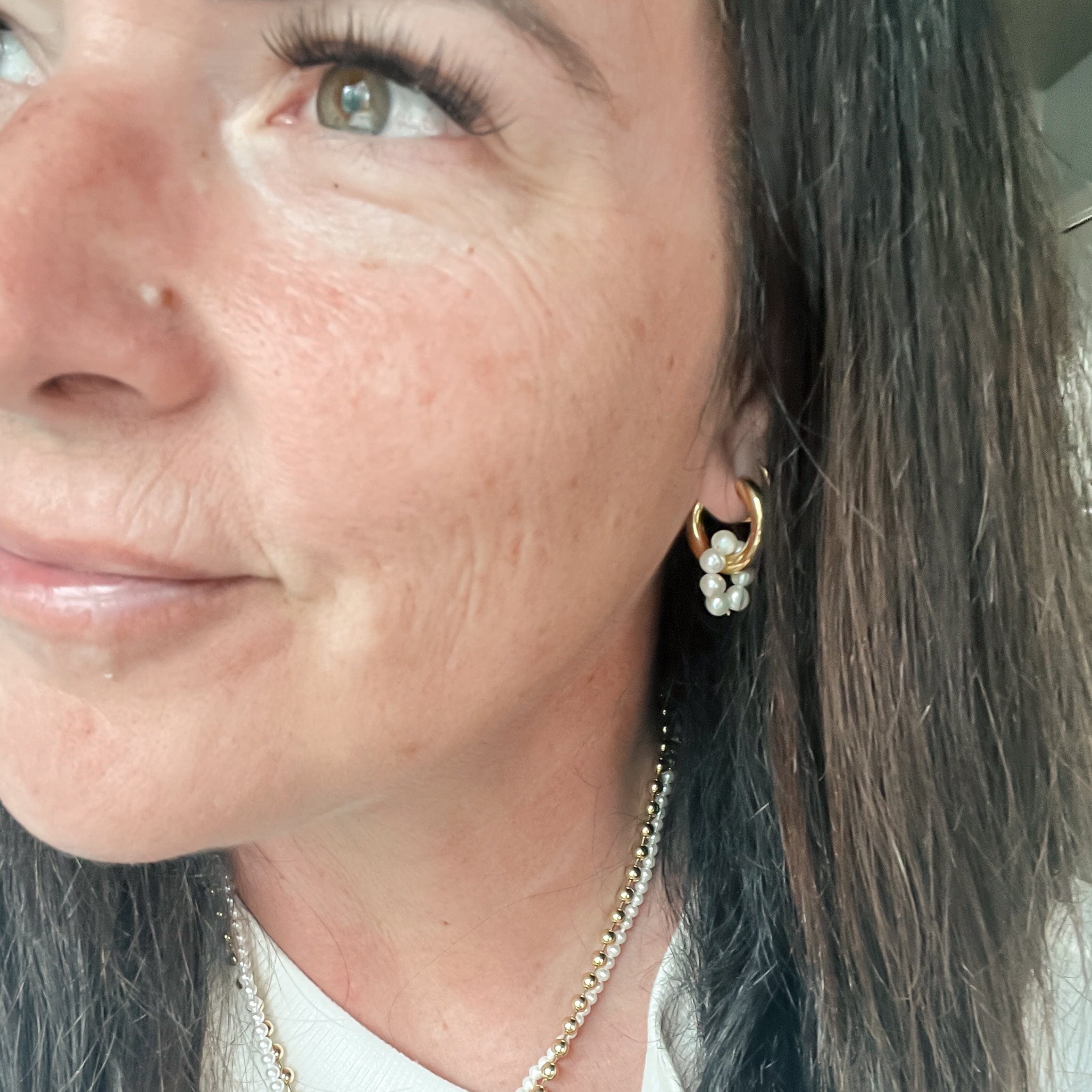 FIONA GRACE Earrings Pearls & Gold Hoop Earrings