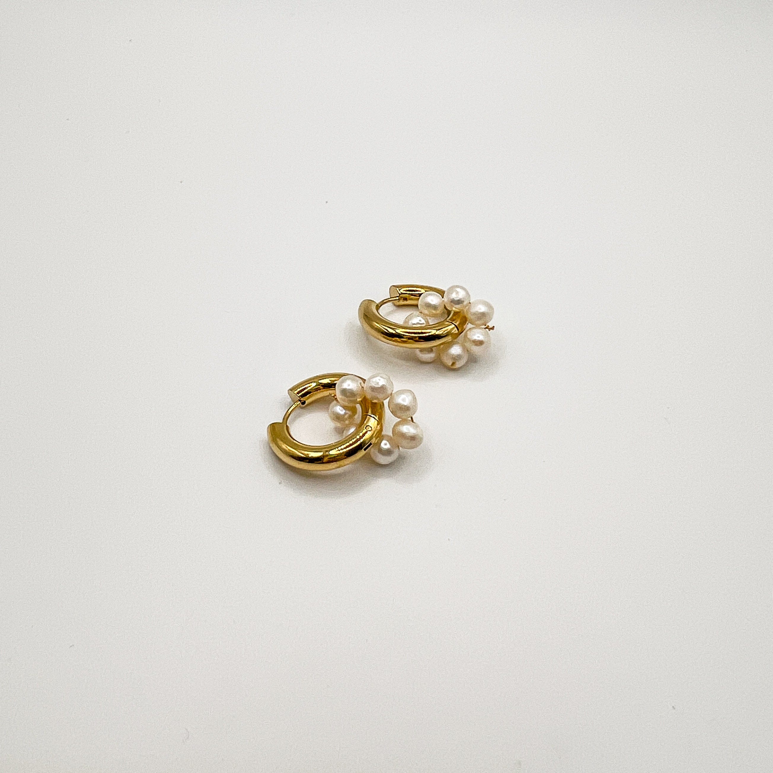 FIONA GRACE Earrings Pearls & Gold Hoop Earrings