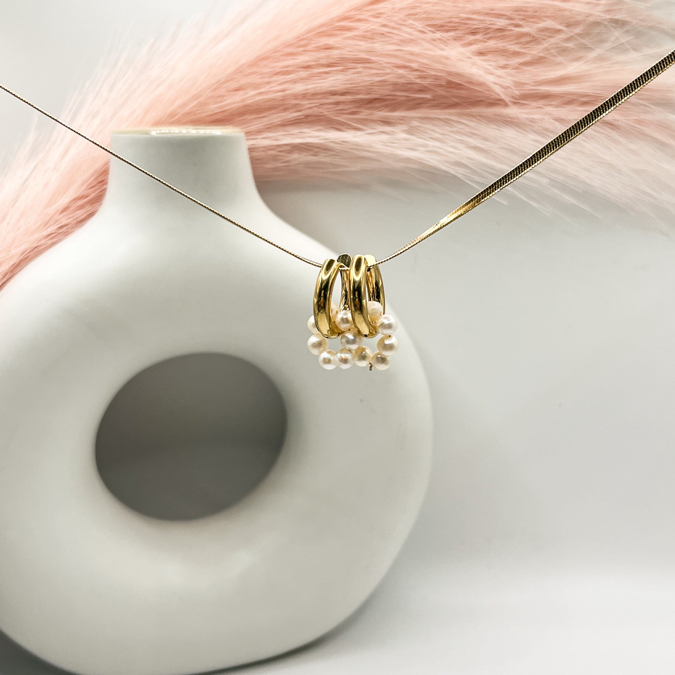 FIONA GRACE Earrings Pearls & Gold Hoop Earrings