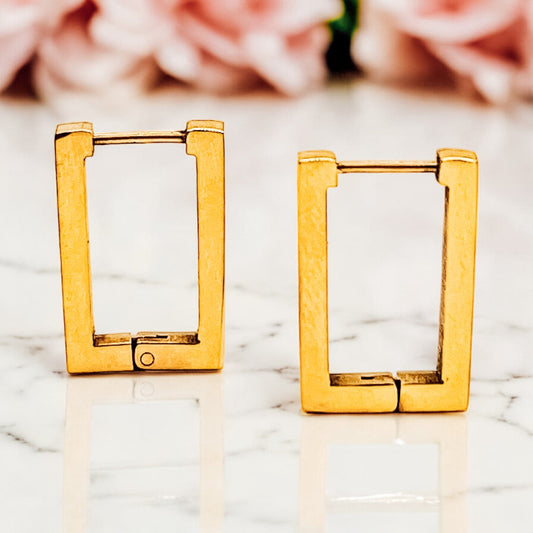 FIONA GRACE Earrings Rectangle Geometric Huggie Earrings, Waterproof